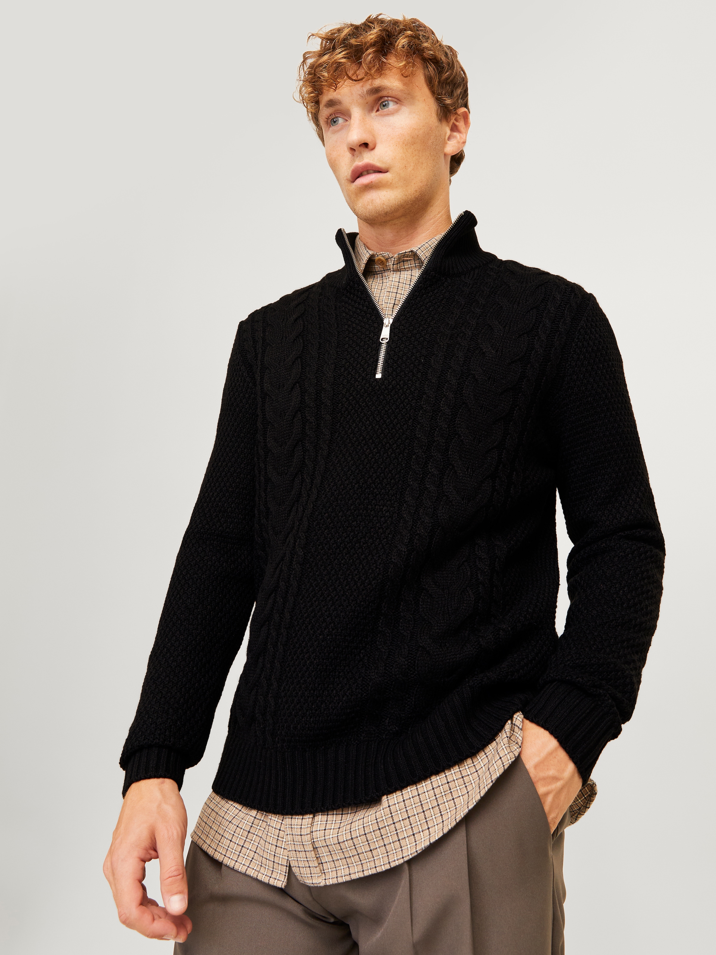 Jack & Jones Troyer »JJCRAIG KNIT HALF ZIP«, mit Zopfmuster