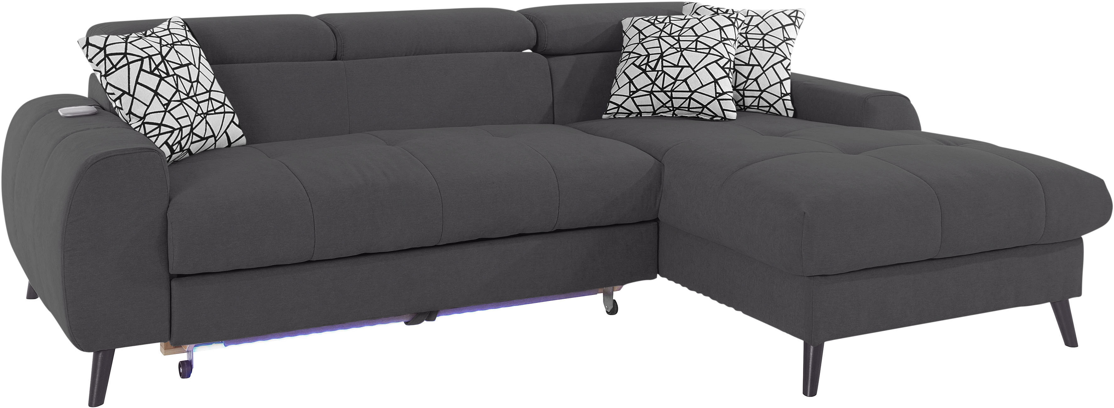 Thumbnail - COTTA Ecksofa "Mia L-Form mit 3 Zierkissen", wahlweise mit Bettfunktion, Bettkasten, Beleuchtung & Wireless-Charger
