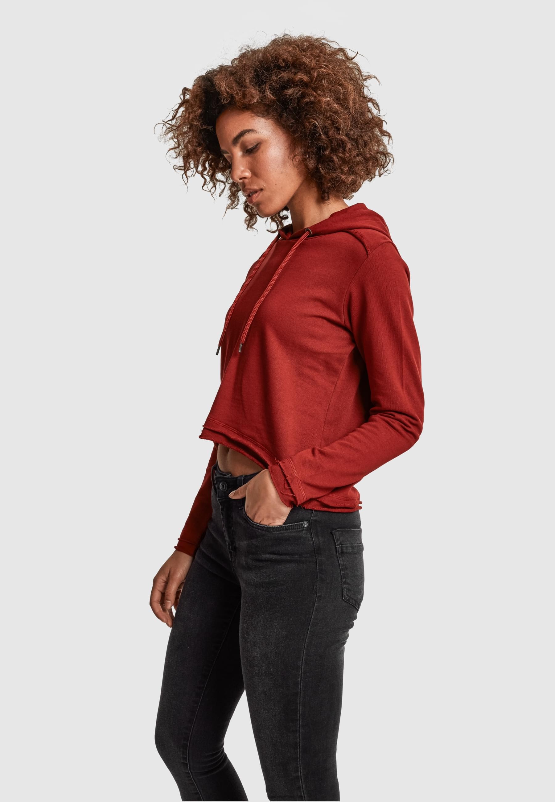 URBAN CLASSICS Rundhalspullover »Urban Classics Damen Ladies Cropped Terry Hoody«, (1 tlg.)