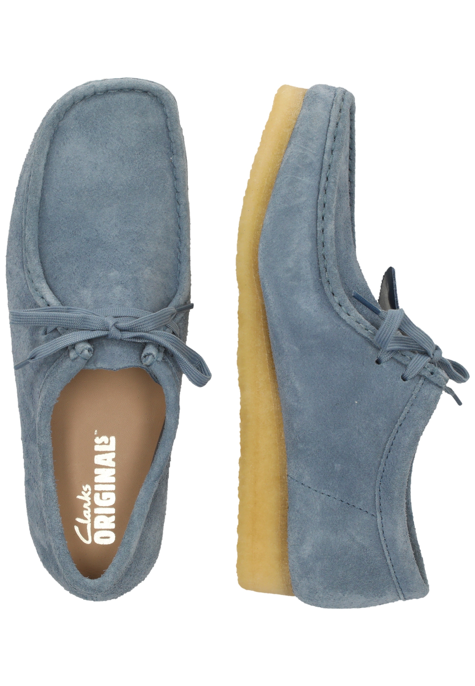 Clarks Schnürschuh »Wallabee French Blue Sde«  mit ikonischer Sohle