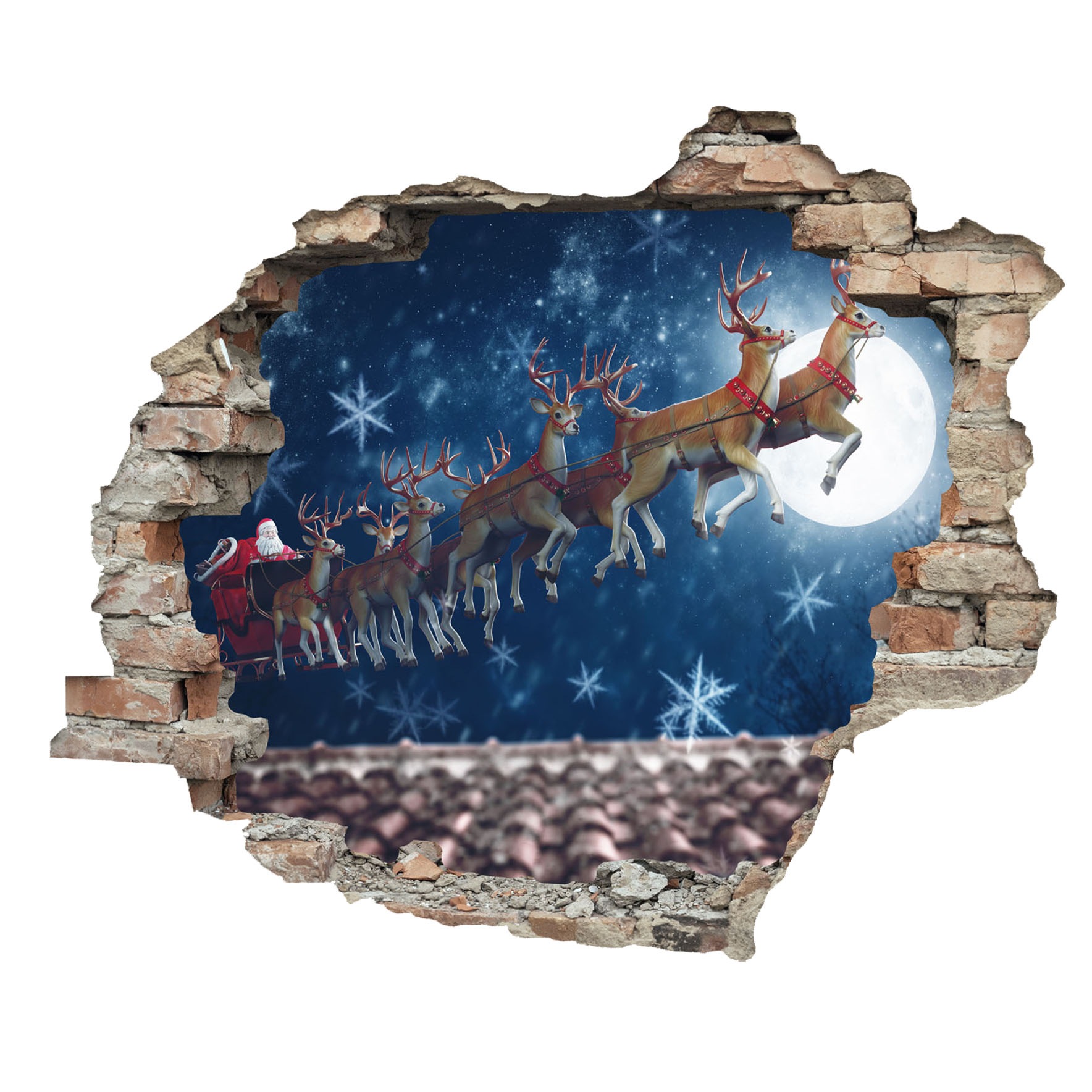 queence 3D-Wandtattoo »Rehntiere am Himmel«, (1 St.), selbstklebender Wandsticker Weihnachten