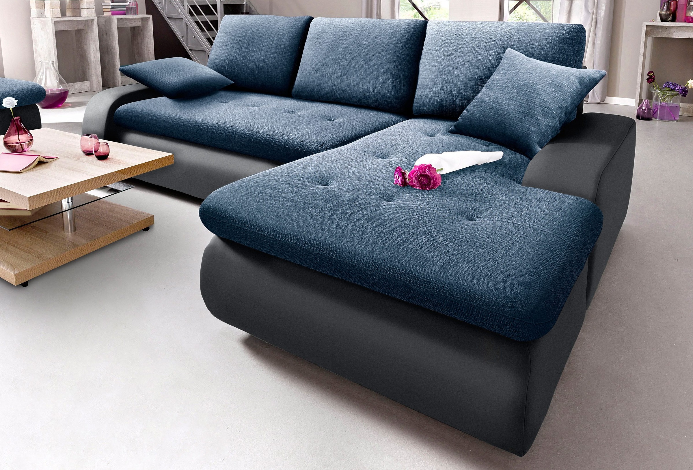 TRENDMANUFAKTUR Ecksofa »Indie, modern und bequem, Materialmix, OTTOs Choice, L-Form«, wahlweise XL oder XXL