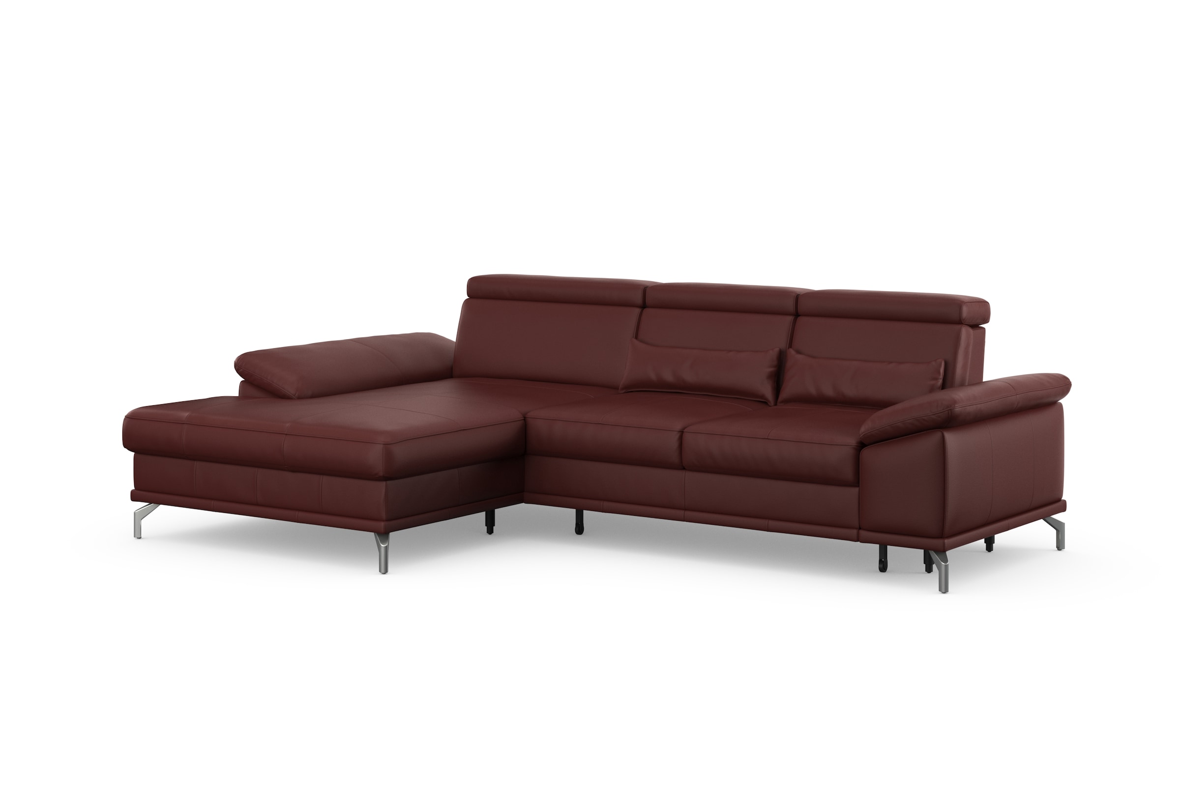 sit&more Ecksofa »Cabrio L-Form, mit Sitztiefenverstellung, Arm- und Kopfteilverstellung«, 2 Nierenkissen, Federkern, optional Bettfunktion und Stauraum