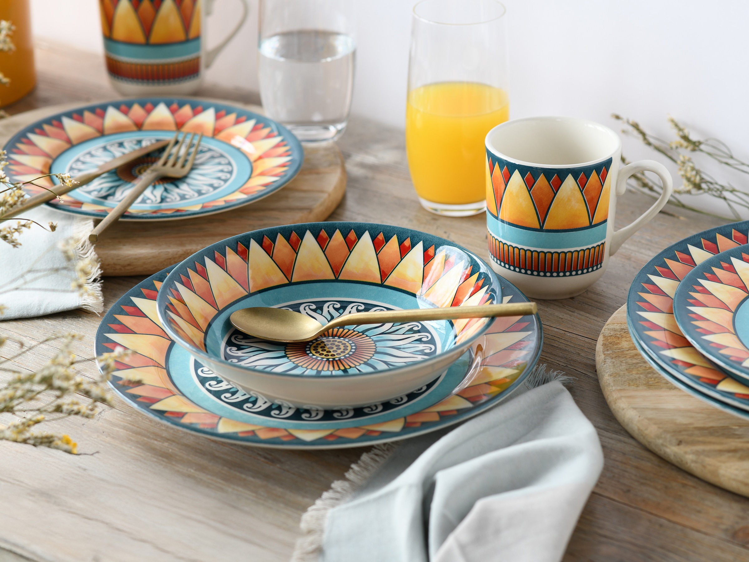 CreaTable Kombiservice »Soleil«, (Set, 16 tlg.), Sonnenmotiv