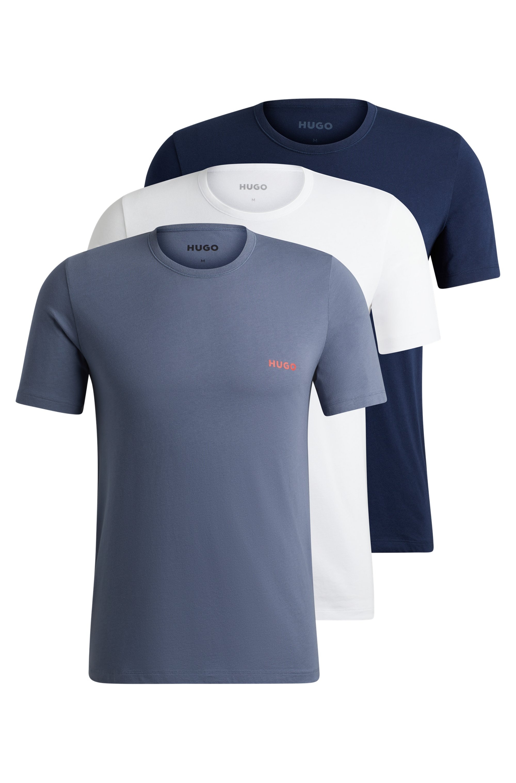 HUGO T-Shirt »T-SHIRT RN TRIPLET P 10217251 01«, (Packung, 3 tlg., 3er Pack), mit HUGO Logo auf der Brust
