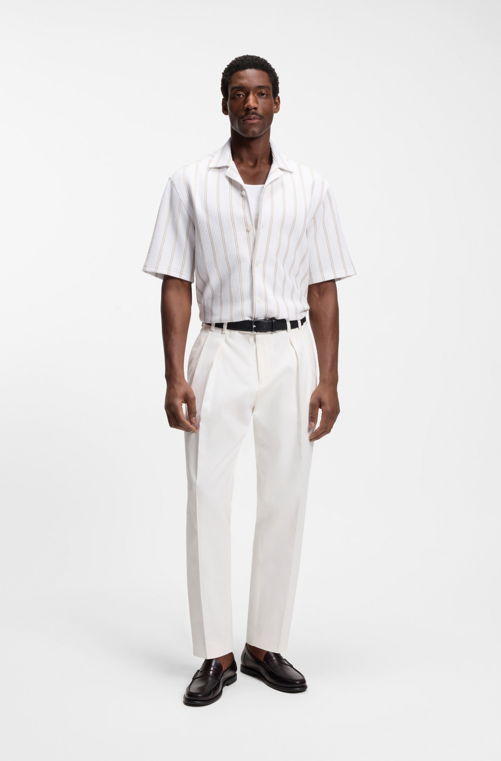 Boss Chemise à Manches Courtes Lars 10278729 Open Beige L Homme 4