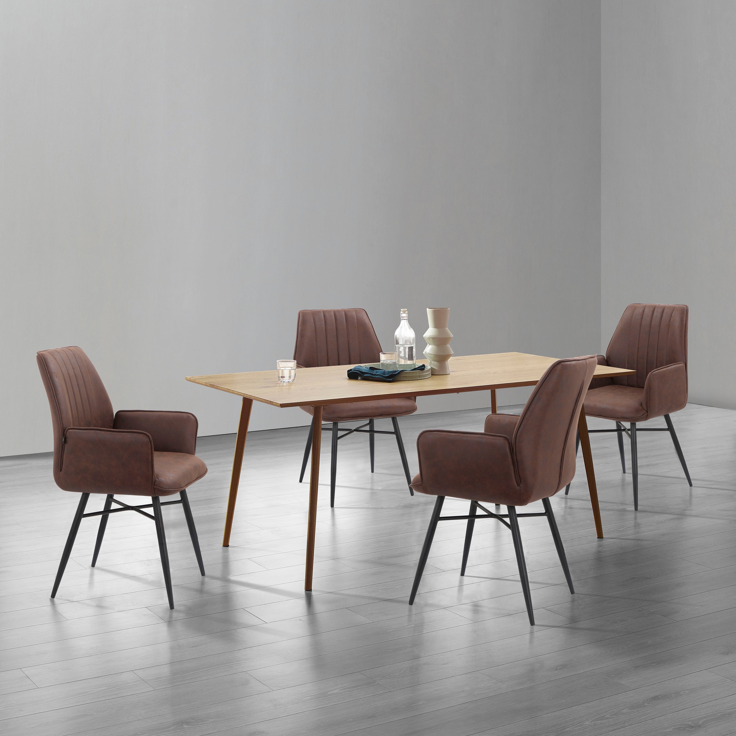 Leonique Esszimmerstuhl »Hrodwyn«, 2 St., Microfaser, Sitz gepolstert, mit horizontale Nähten am Rücken, Sitzhöhe 52 cm