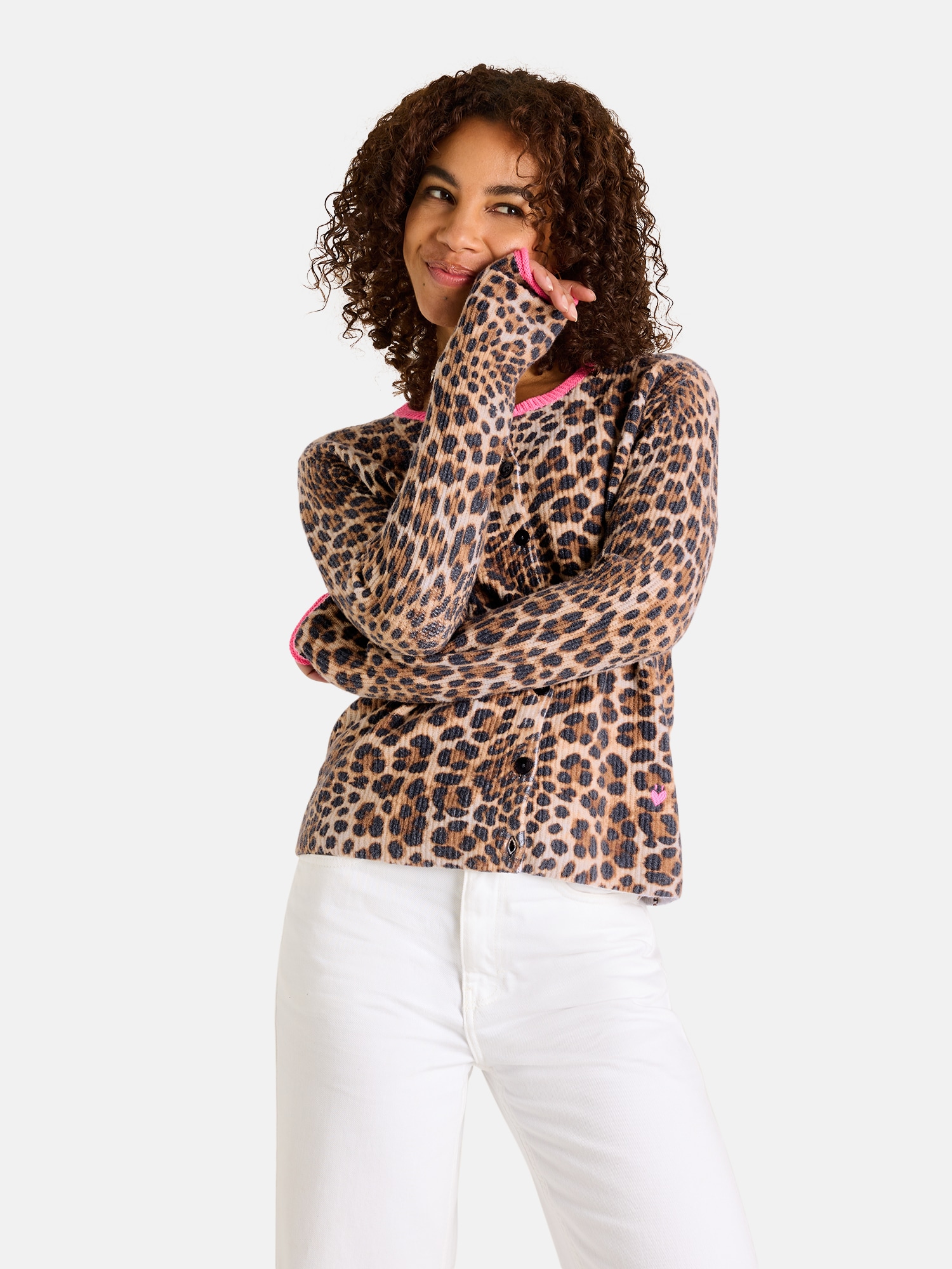 Lieblingsstück Strickjacke "AlbaL" mit Animalprint und Farbakzenten