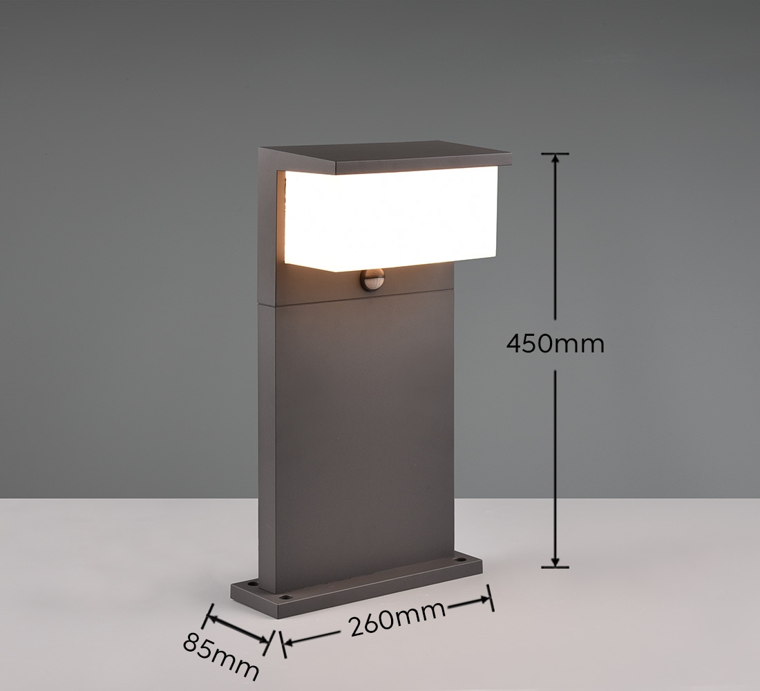 TRIO Leuchten LED Außen-Stehlampe »NESTOS, kleine LED Outdoor Stehleuchte Garten Höhe45cm Bewegungsmelder«, 1 flammig, Leuchtmittel LED-Board | LED fest integriert, LED warmweiß 3000K, 1300 Lumen, IP54 Pollerleuchte Terrasse Garten