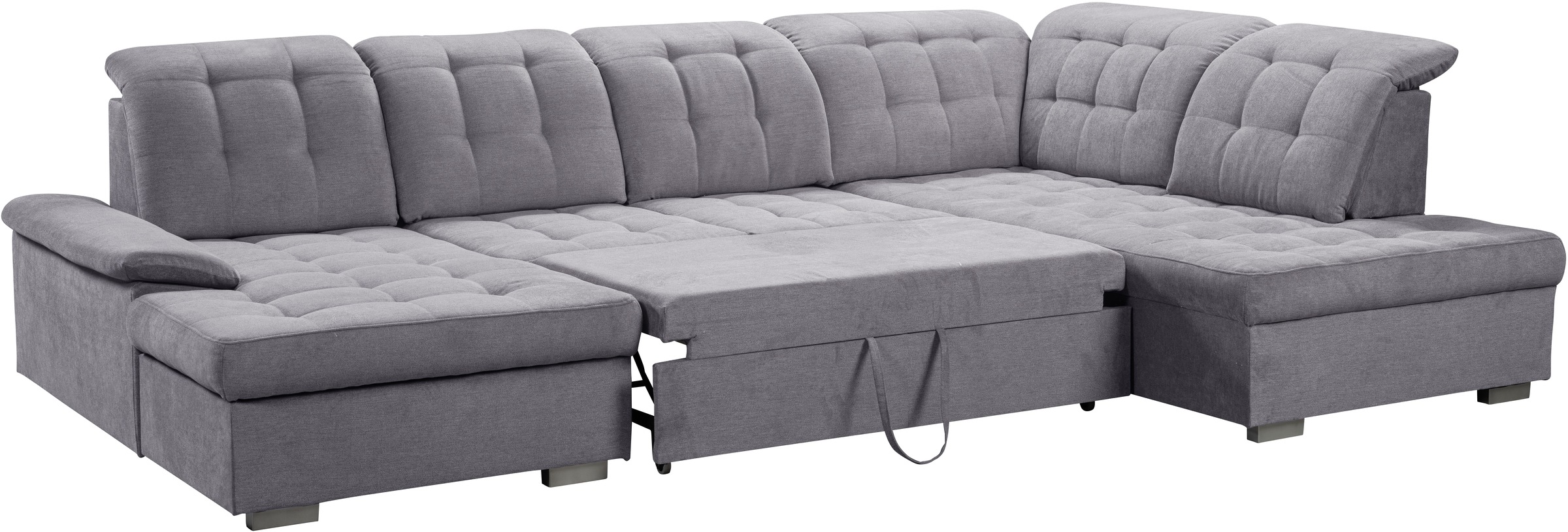 WERK2 Wohnlandschaft »Kordula-New Multifunktion Couch, Breite 332cm, U-Form«, Sofa in U-Form mit Schlaffunktion & Bettkasten, Schlafcouch