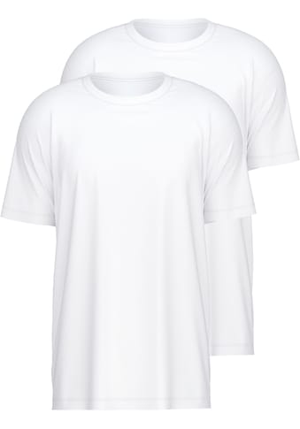 T-Shirt »Natural Benefit«, (2er Pack), enganliegendes Kurzarmshirt, Modern Fit