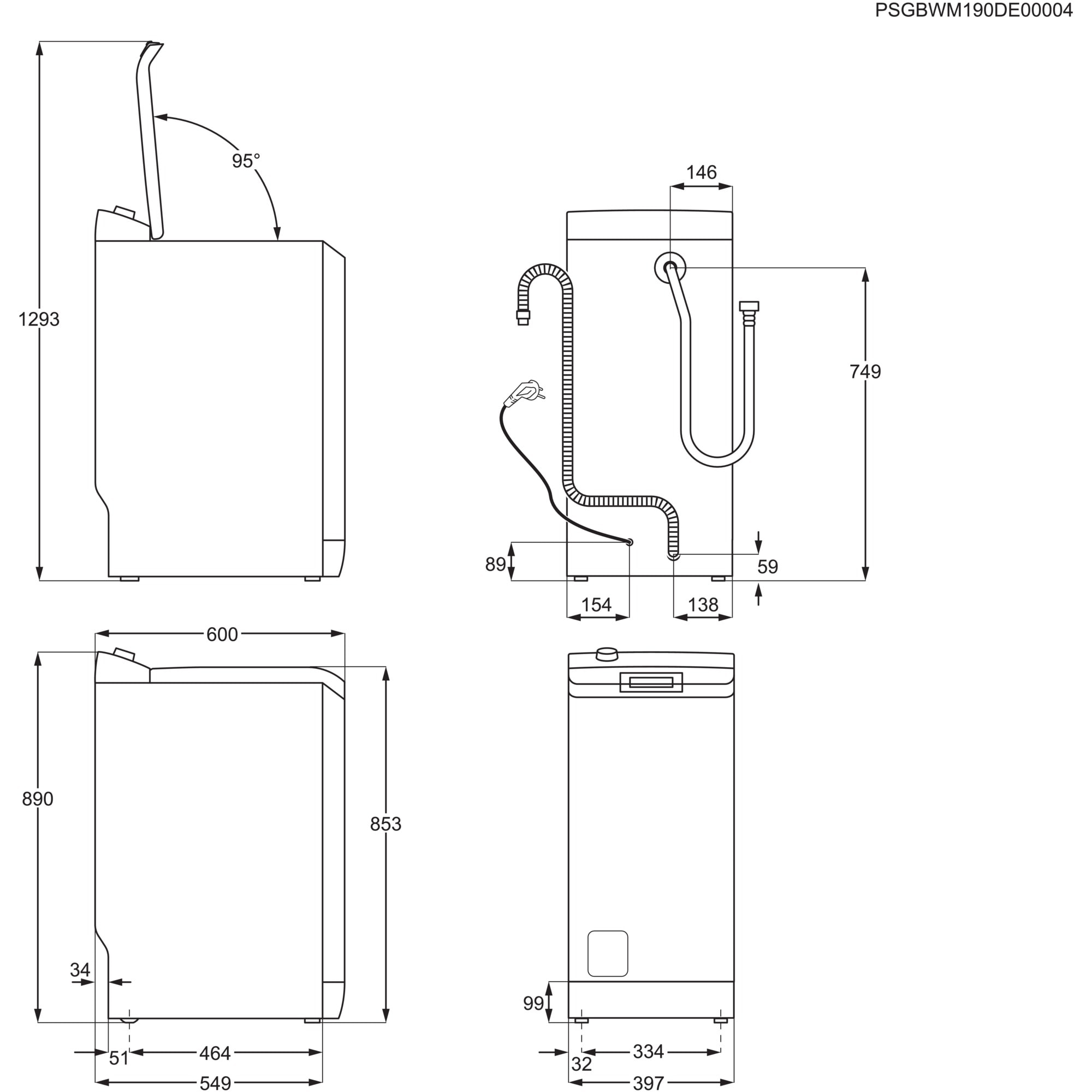 AEG Waschmaschine Toplader 8000 »LTR8A80370« 6 kg 1300 U/min PowerClean: Vollständige Fleckenentfernung in 59 Min. bei nur 30 °C
