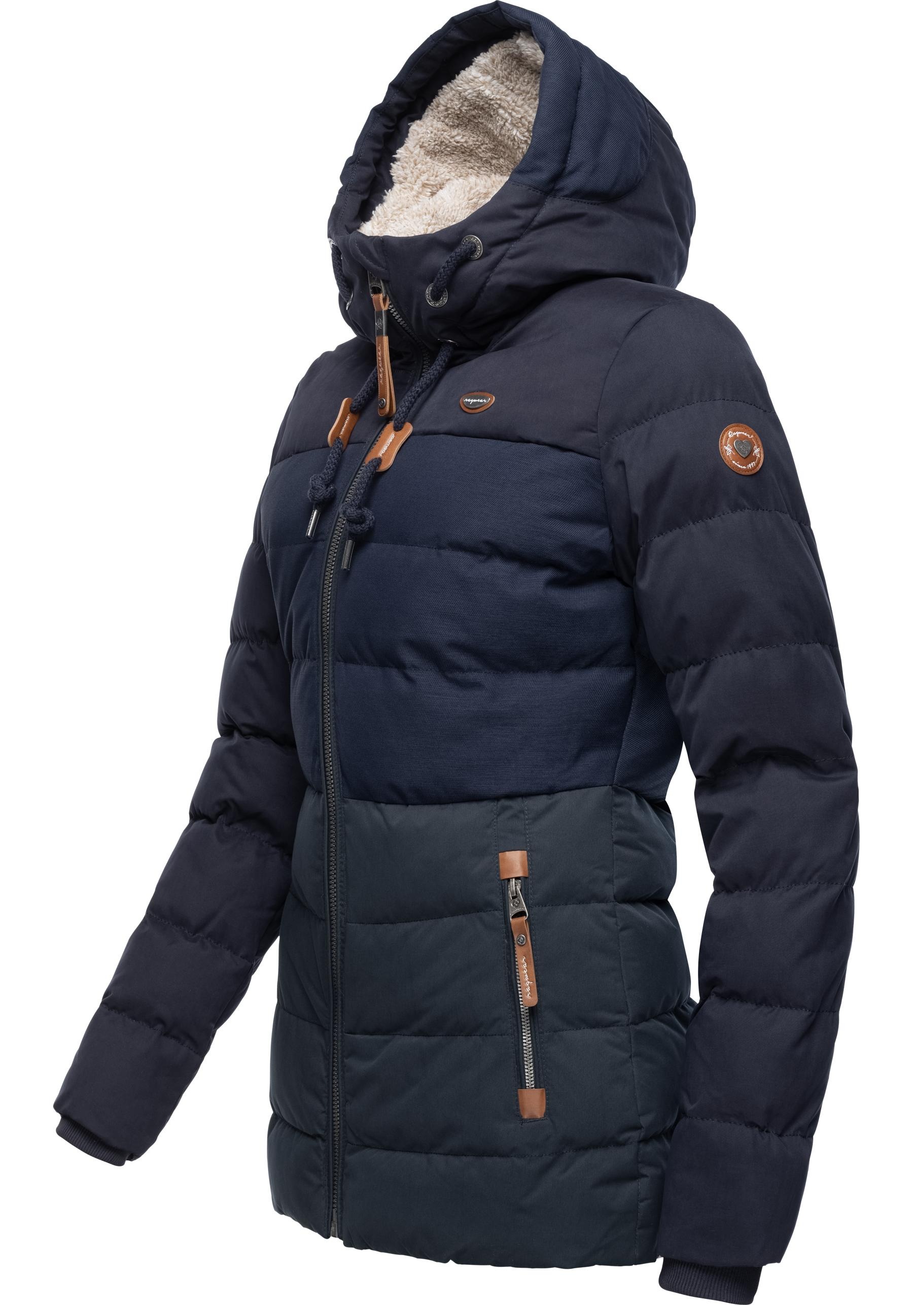Ragwear Winterjacke »Quantic«, mit Kapuze, stylische Steppjacke mit Teddyfell-Kapuze