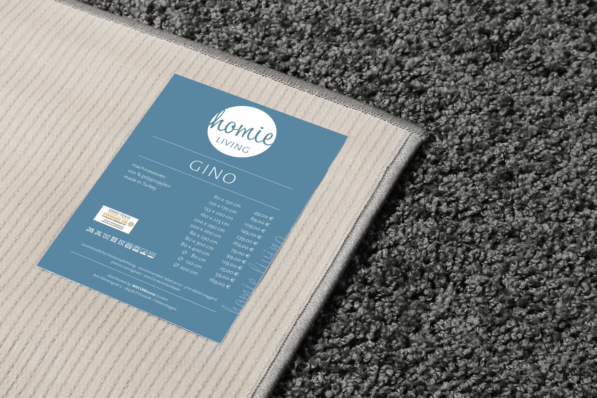 Homie Living Teppich »Gino«, rund, 30 mm Höhe, Hochflor, gewebt, weich, uni, Wohnzimmer, Schlafzimmer, waschbar