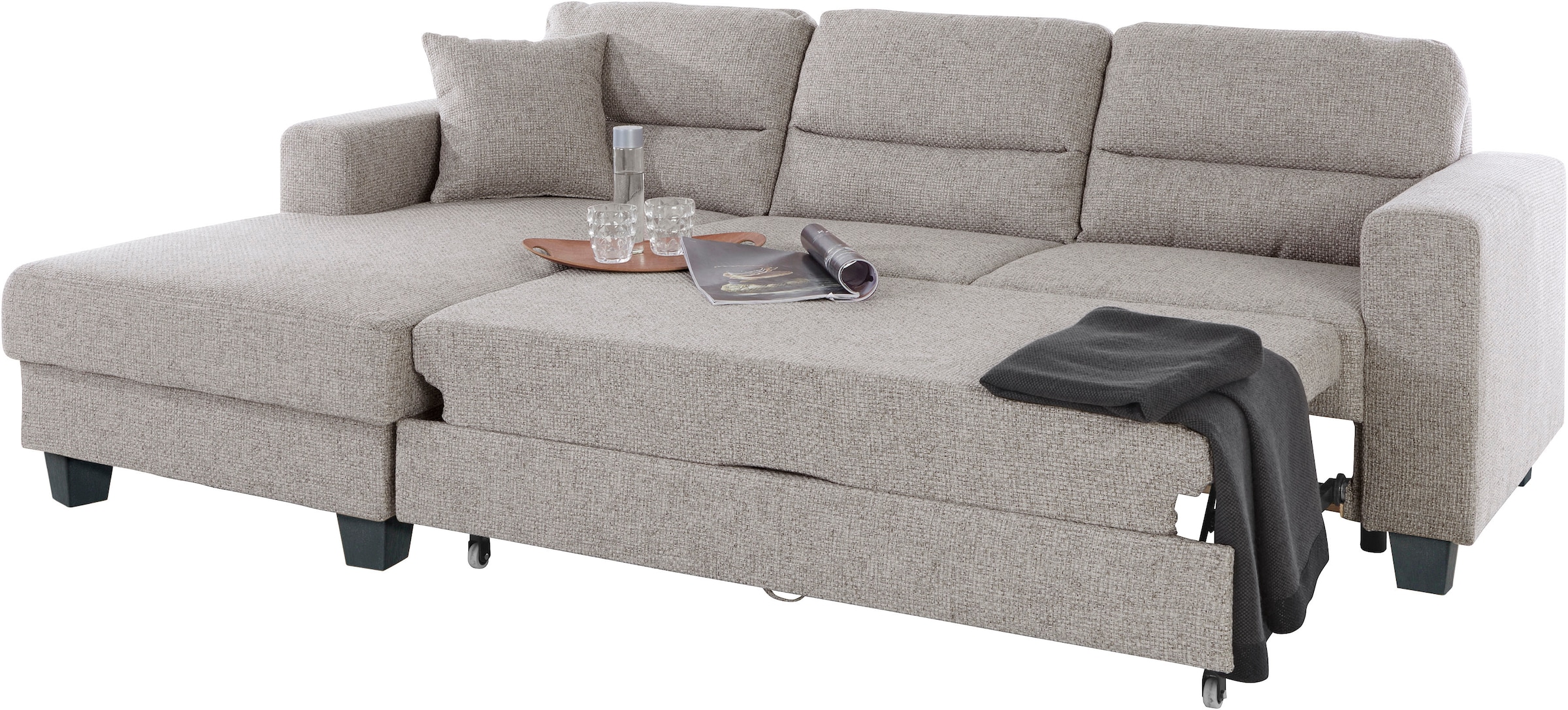 TRENDMANUFAKTUR Ecksofa »Chamber, zeitlos und modern, hoher Sitzkomfort, L-Form«, wahlweise mit Schlaffunktion