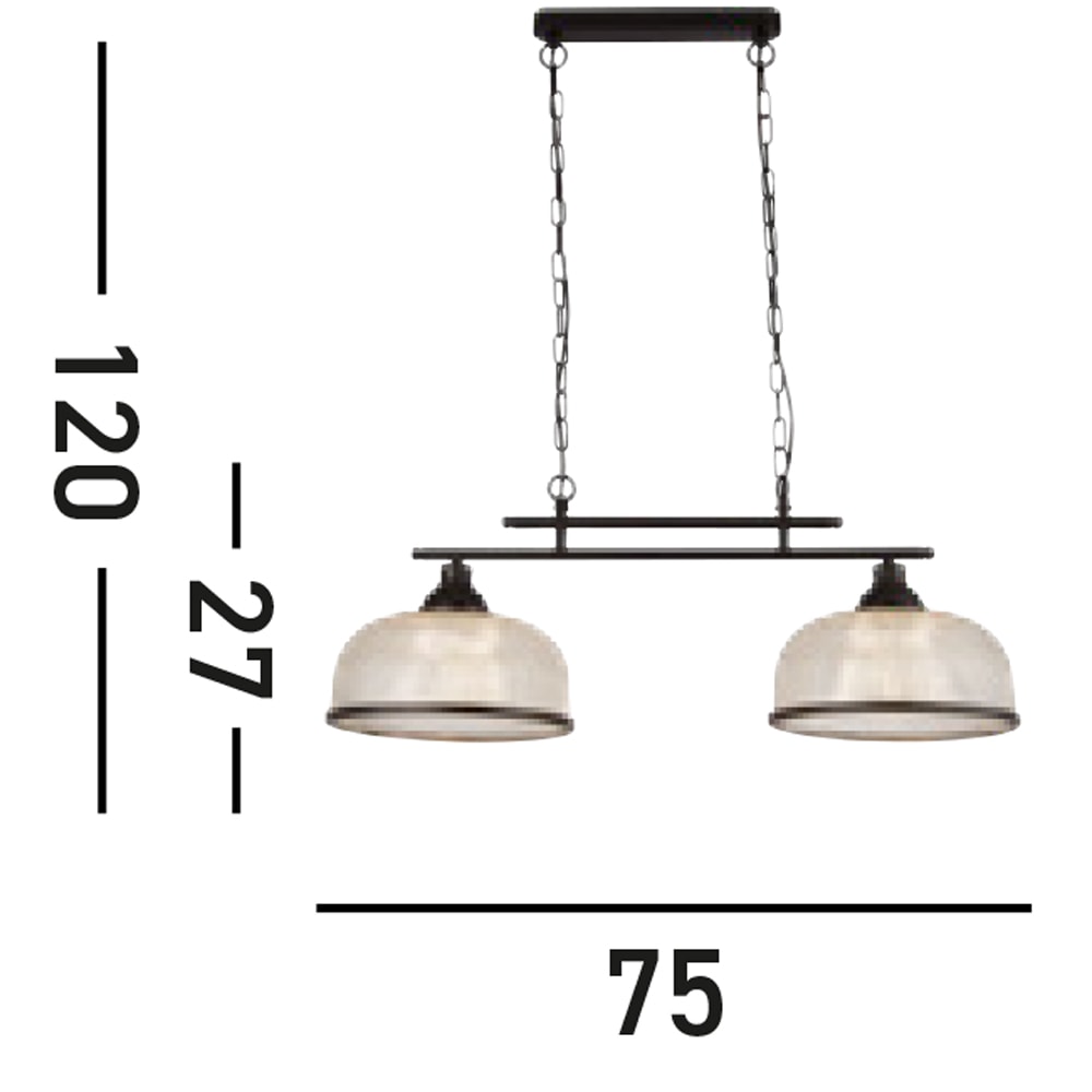 Searchlight Hängeleuchte »Highworth 2Lt Pendant - Black Metal & Holophane Style Glass« E27 1 Stk.