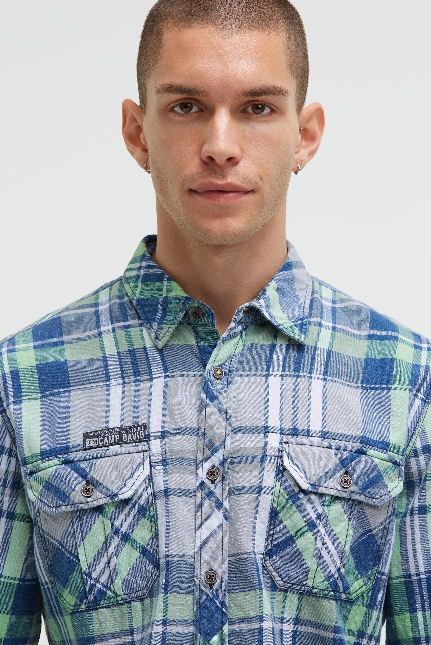 CAMP DAVID Langarmhemd mit Klappentaschen