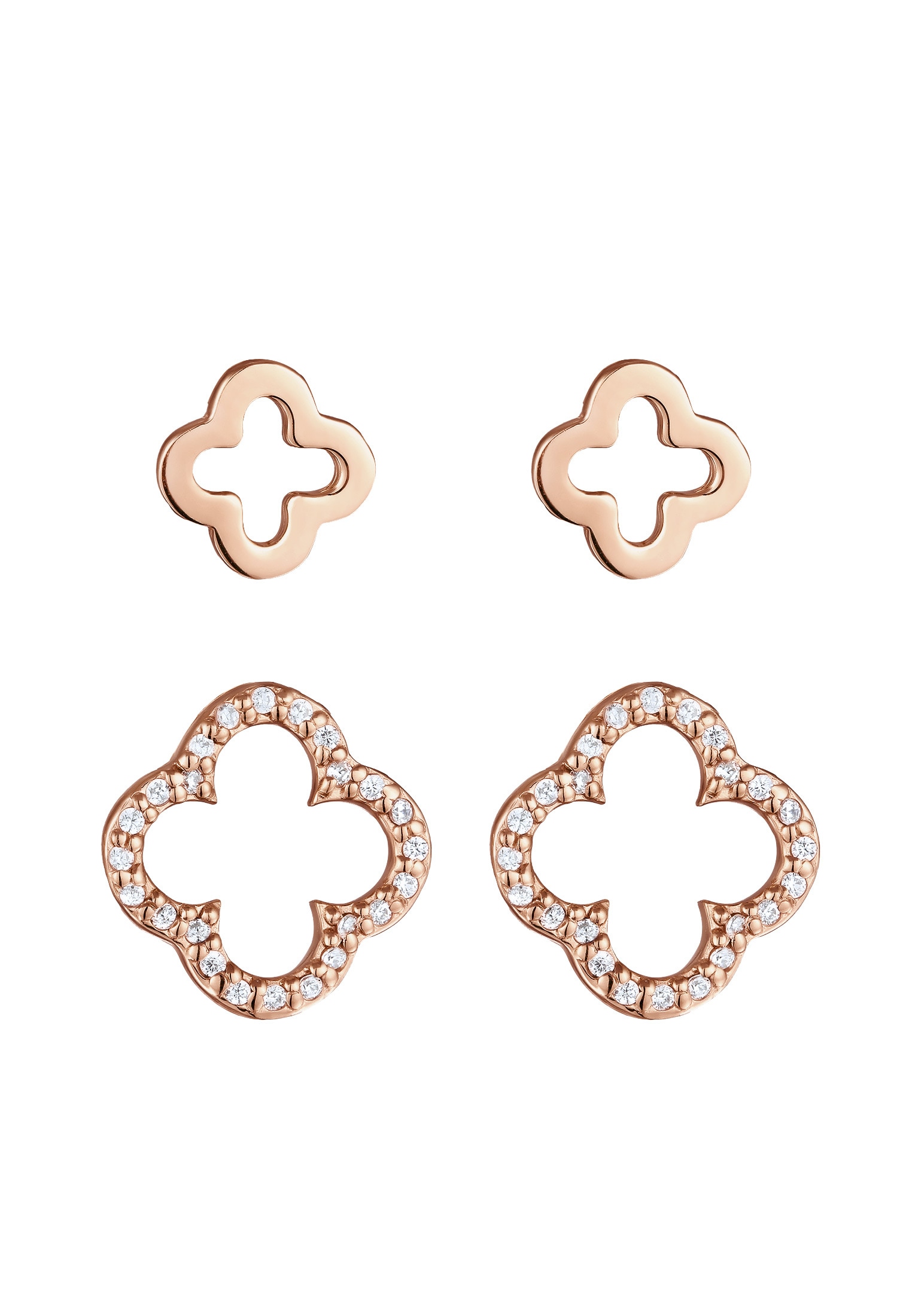 Elli Ohrstecker-Set »Ohrringe Kleeblatt Zirkonia Set Glücksymbol 925 Sterling Silber«