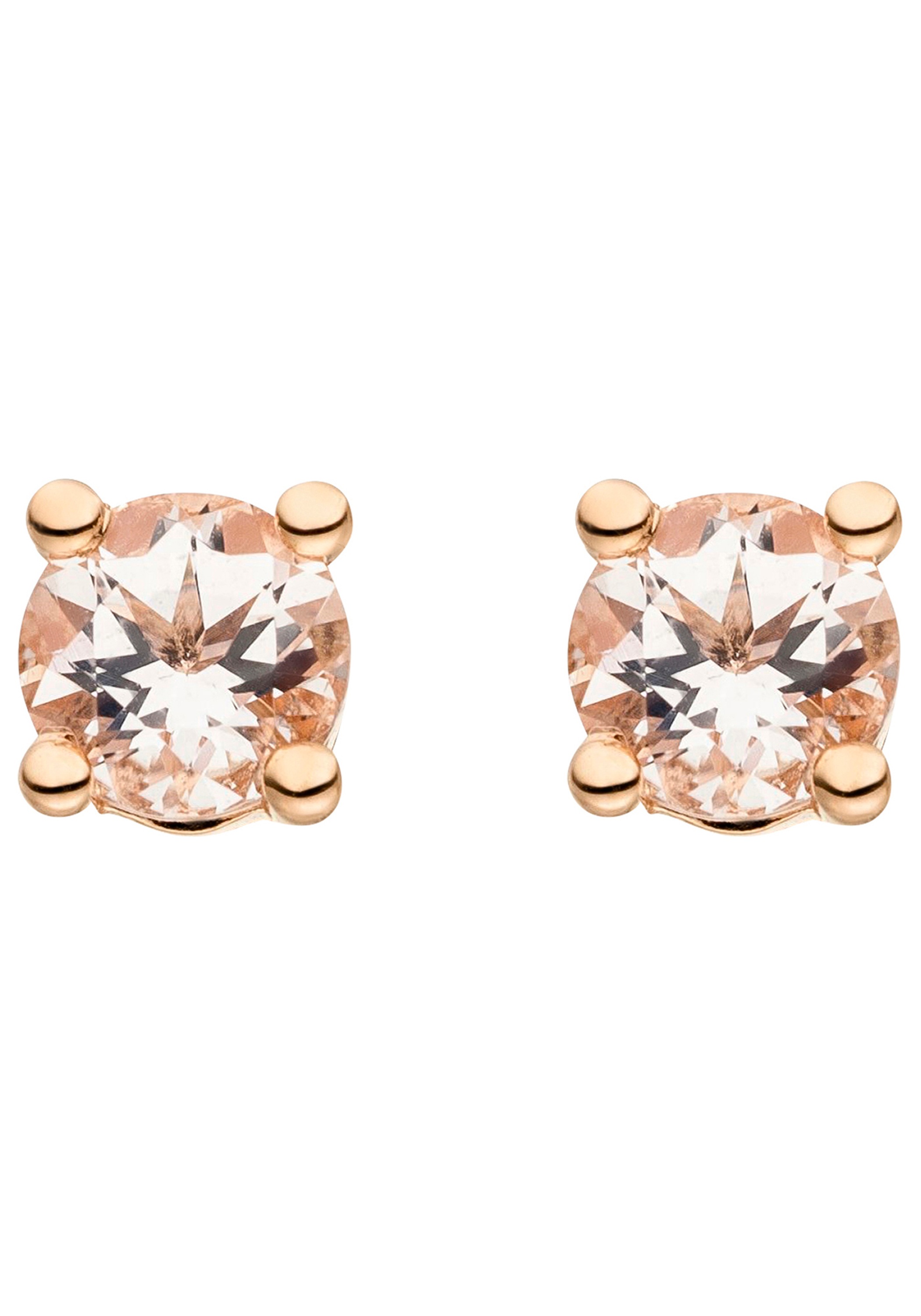 JOBO Paar Ohrstecker 585 Roségold mit Morganit
