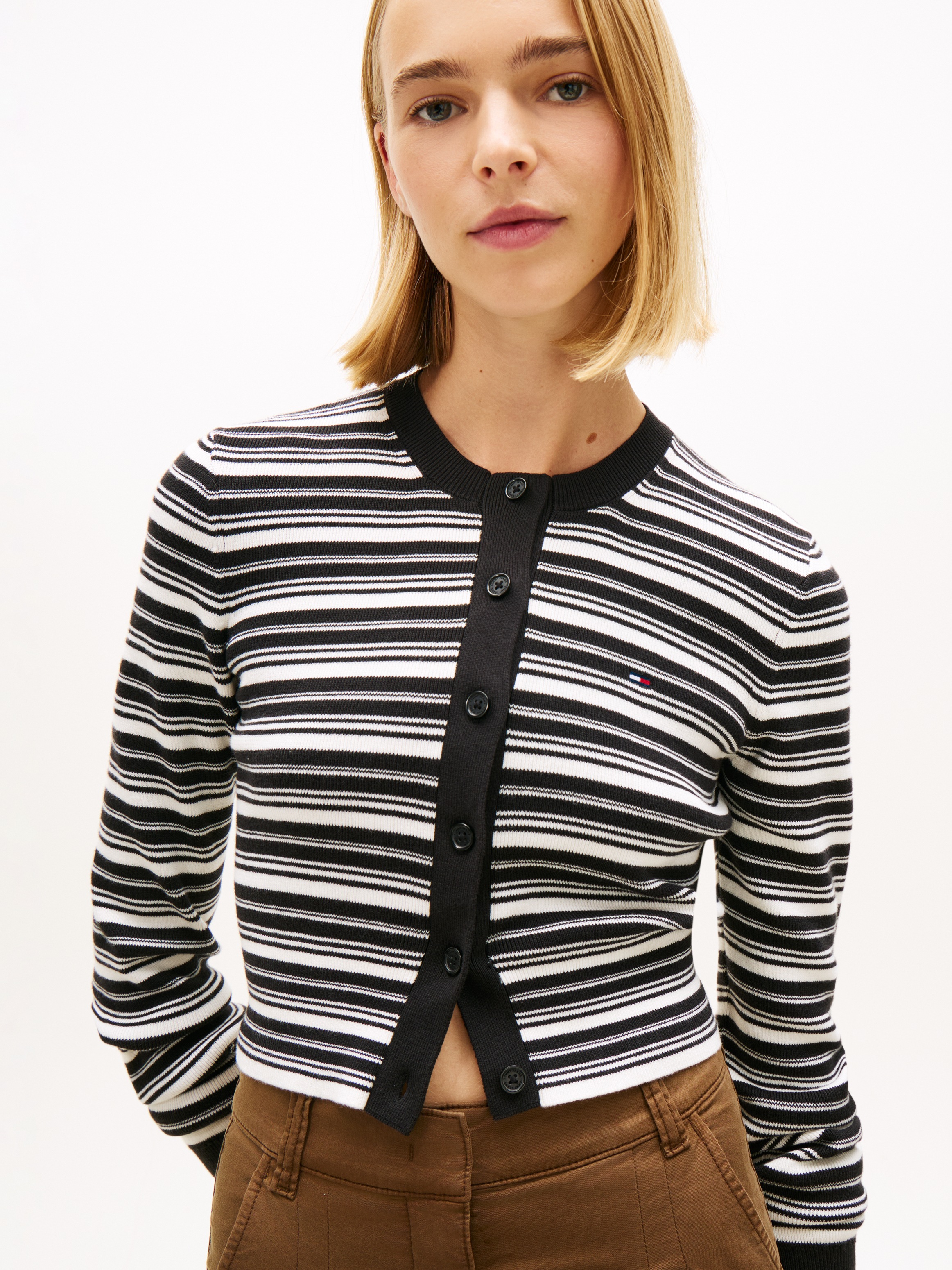 Tommy Jeans Strickjacke »TJW CREW NECK STRIPE CARDI EXT« reine Baumwolle, Streifen Look