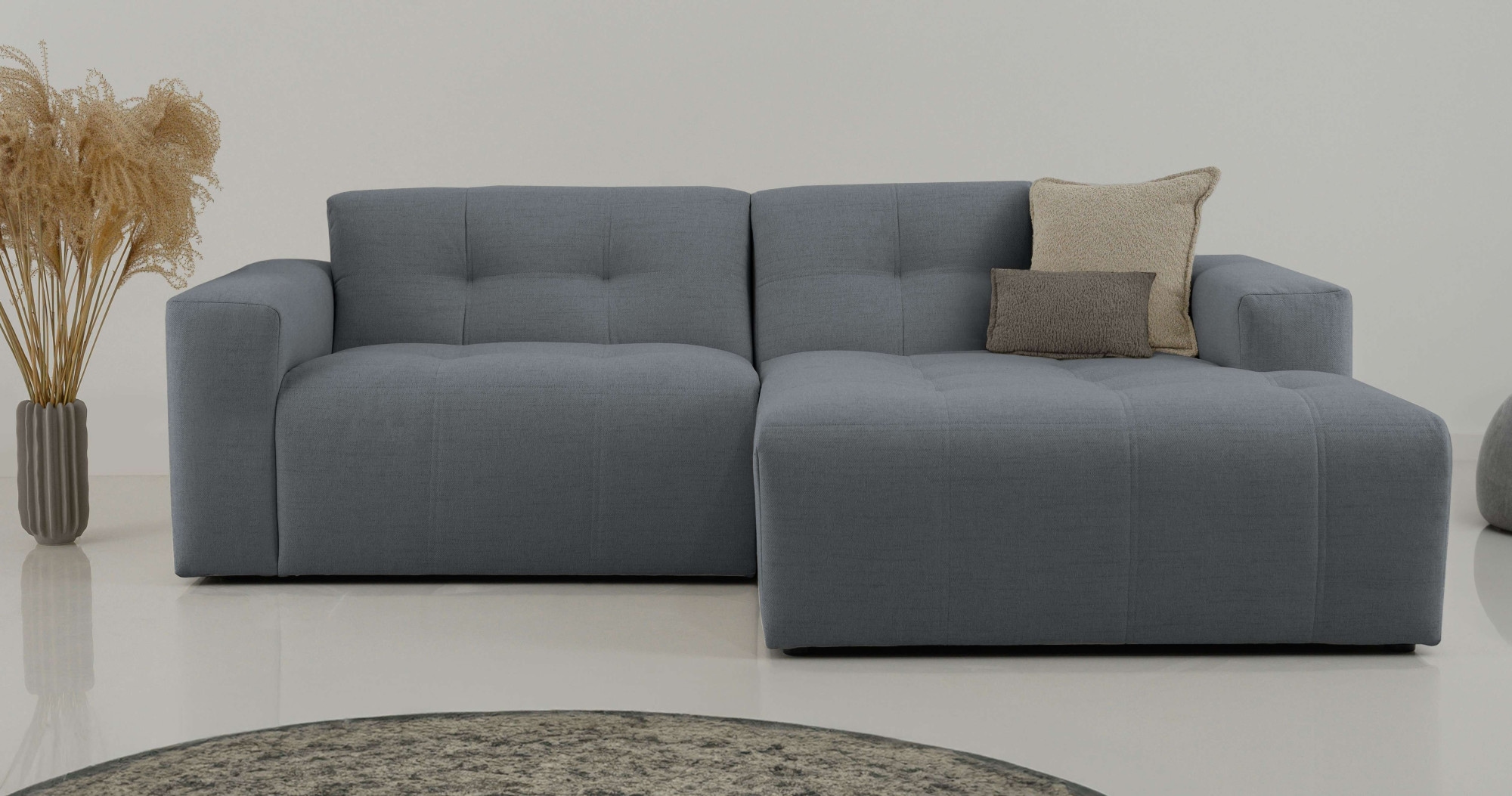 OTTO home Ecksofa "Tapley" Breite 221 cm,Boucle, Struktur fein, mit Knopfsteppung, bodentief