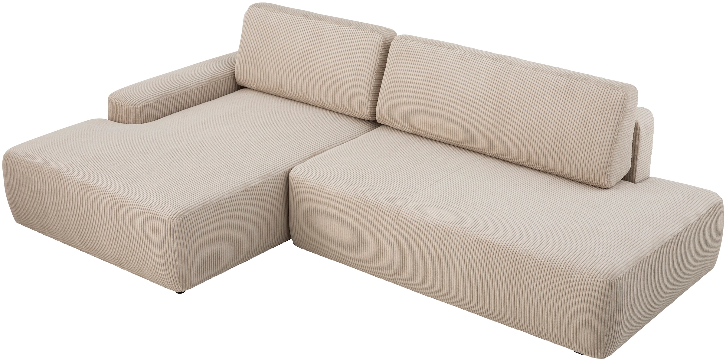 INOSIGN Ecksofa »TORGE, Schlafsofa Cord, Samtvelours u. Strukur fein, Couch in L-Form«, Schlaffunktion und Bettkasten, Liegefläche: 210x125 cm, neues Design
