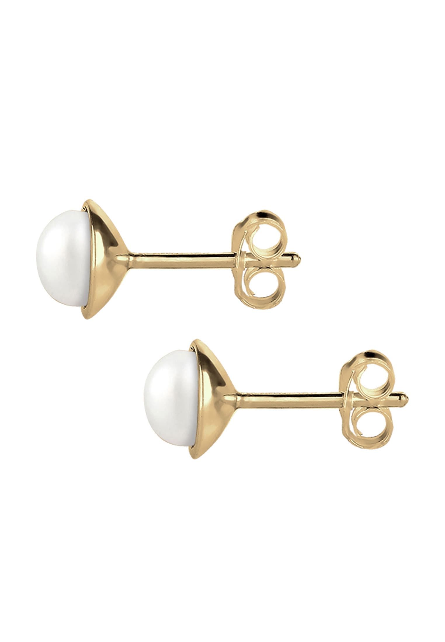 Elli Premium Paar Ohrstecker »Perlen Weiß 375 Gelbgold«