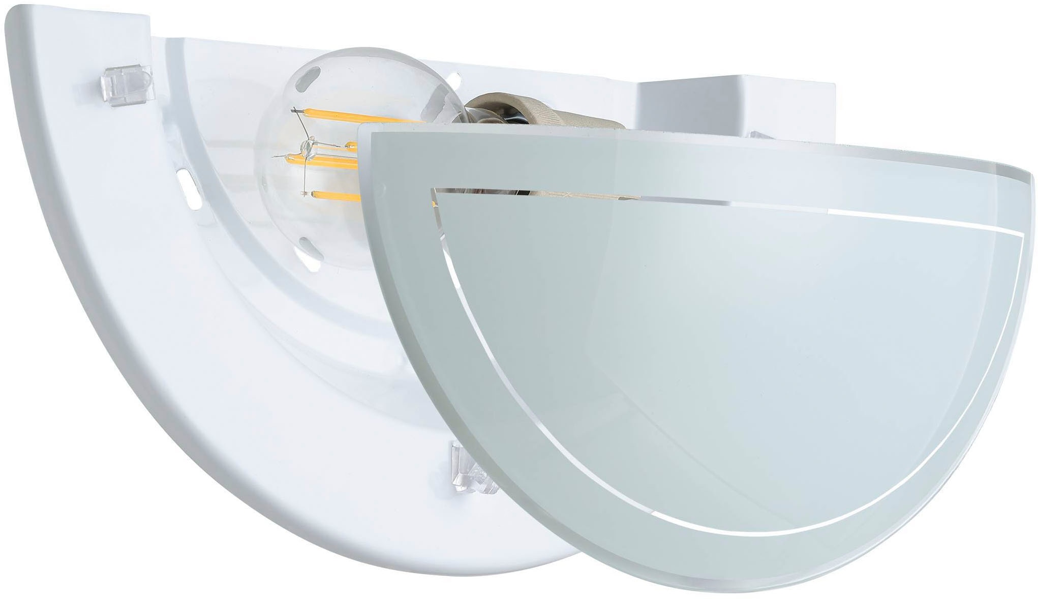 EGLO LED Wandleuchte »PLANET 1 Wandlampe 1 flammig, aus Metall und Glas, Lampe«, 1 flammig, Leuchtmittel E27 | ohne Leuchtmittel, Wandleuchte, Wandbeleuchtung aus Metall und Glas, Lampe, E27 Fassung