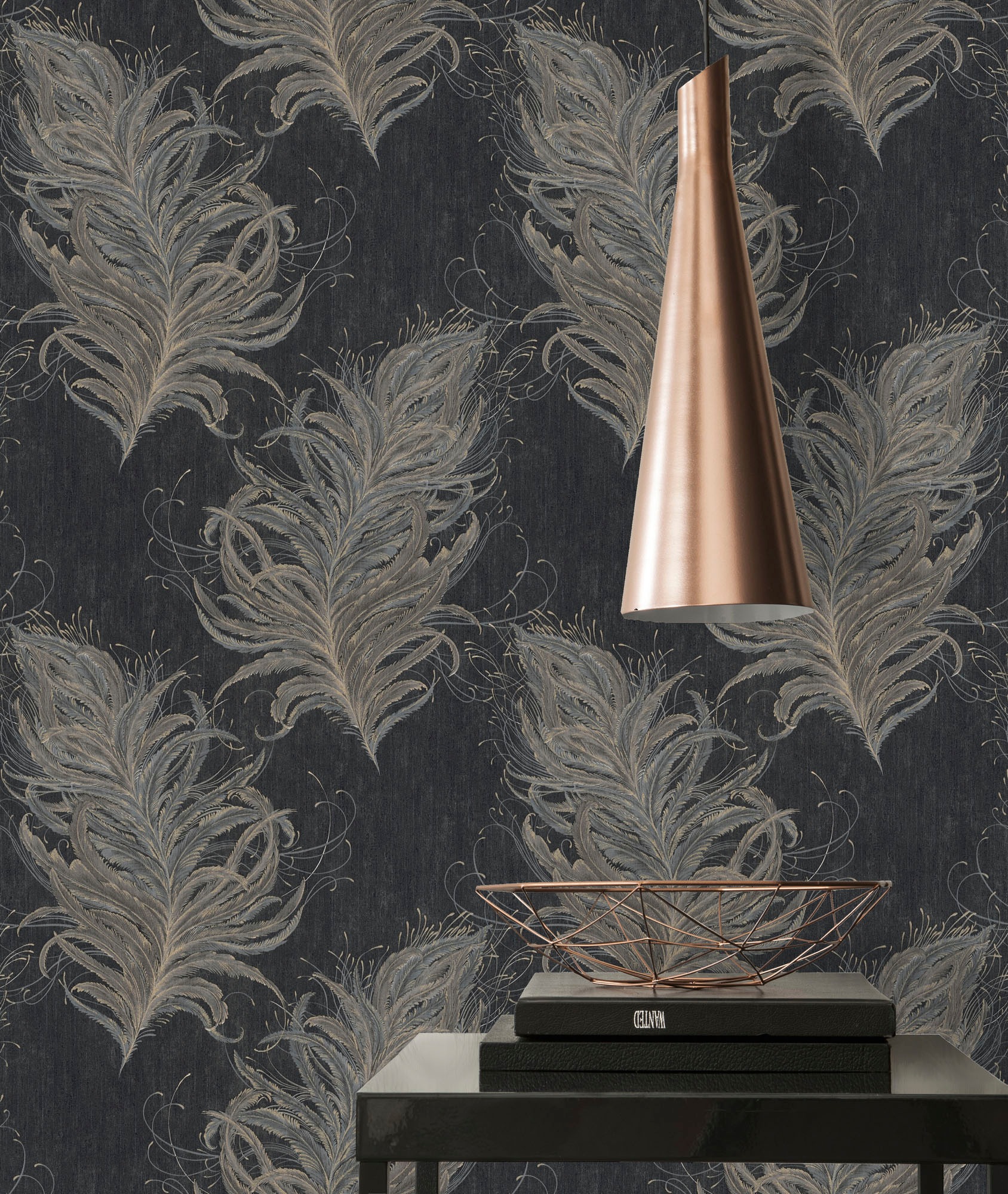 living walls Vliestapete »Mata Hari« Motiv | gemustert | orientalisch leicht strukturiert Tapete Federn Tapeten Wohnzimmer Schlafzimmer Küche modern Design Büro