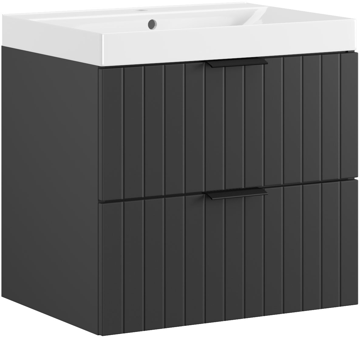 welltime Waschtisch »HARMONY mit Waschbecken, Breite 60 oder 80cm, modernes Design« Schrank mit 2 Schubladen, Soft-Close-Function, Paneeloptik