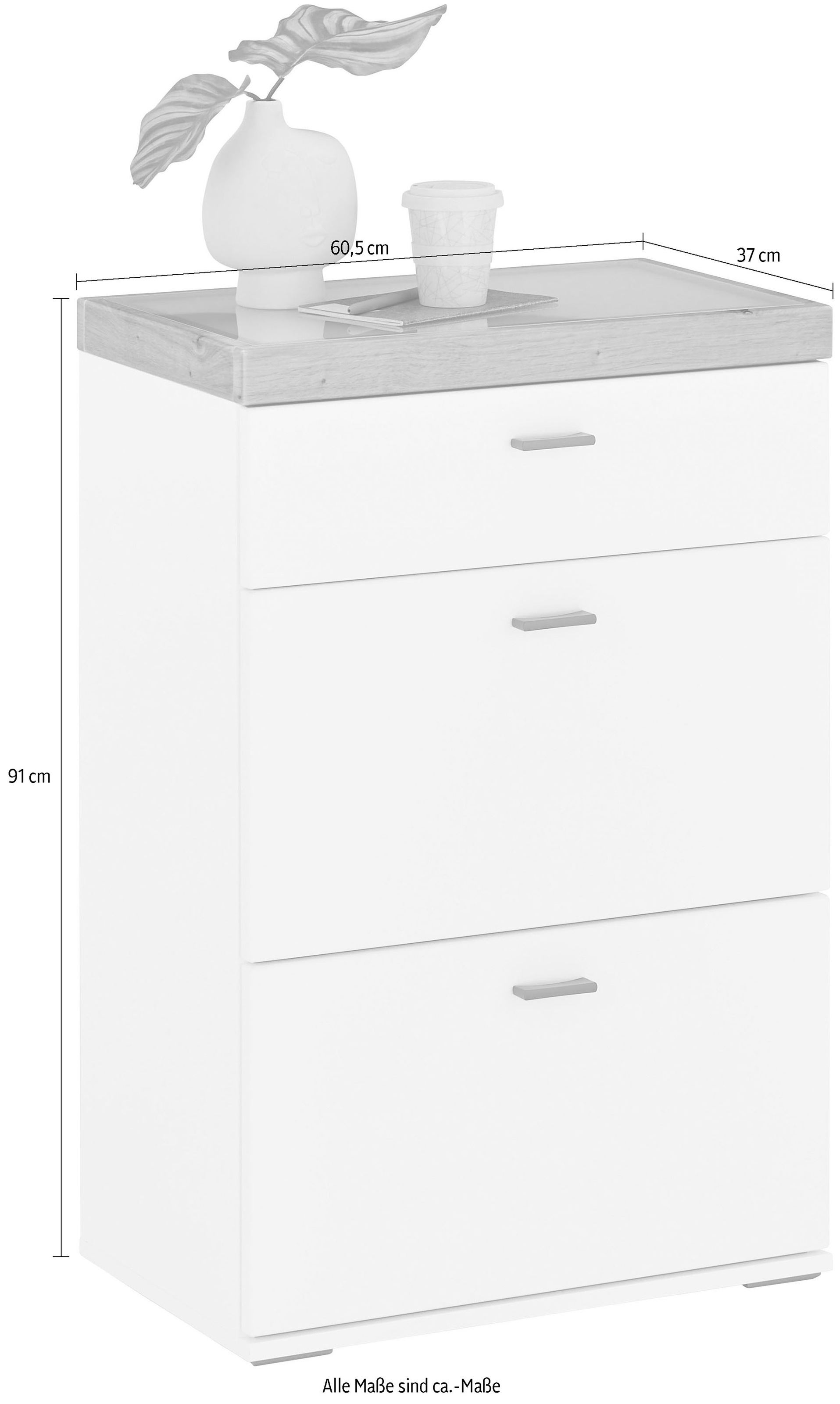 set one by Musterring Highboard »Lancaster Dielen«, inklusive LED-Beleuchtung, in 2 Farben erhältlich, B 61 x H 91 cm