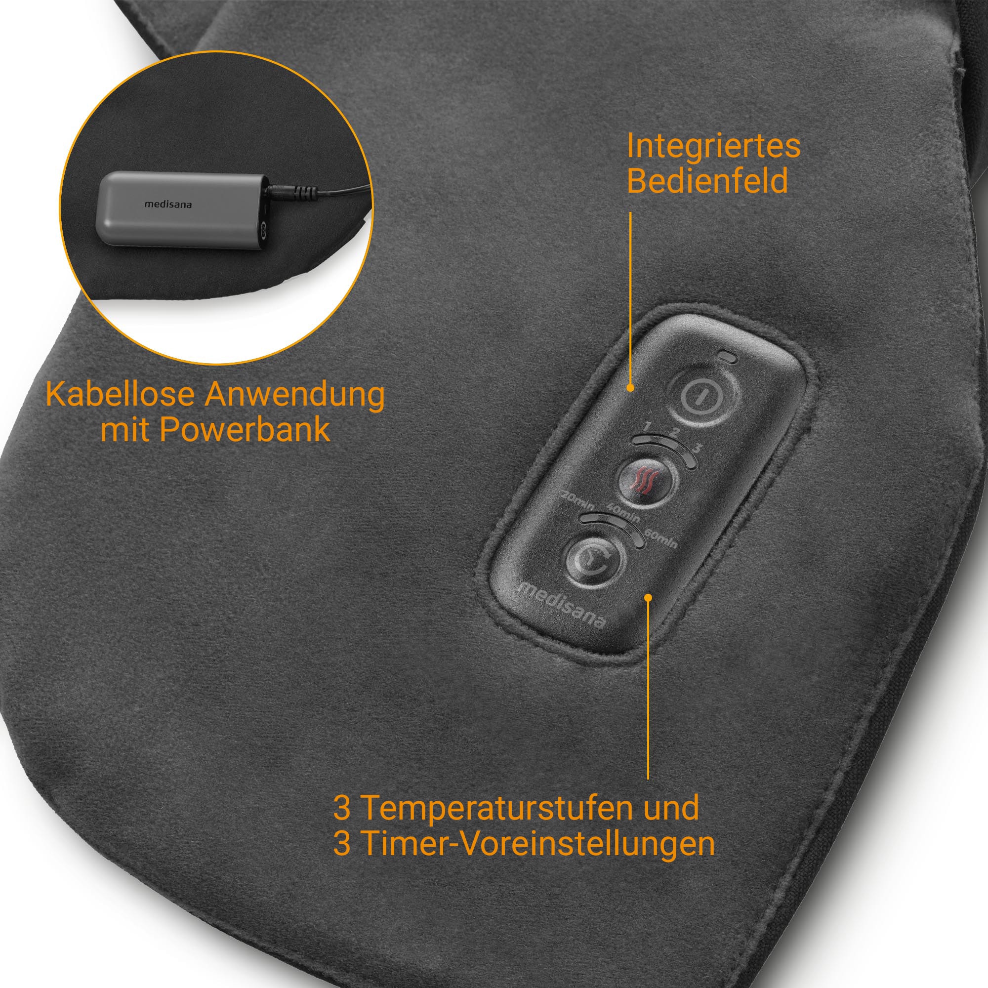 Medisana Wärmecape »OL 100« kurzes Cape im smarten Businesslook, kabellose Anwendung, 3 Heizstufen