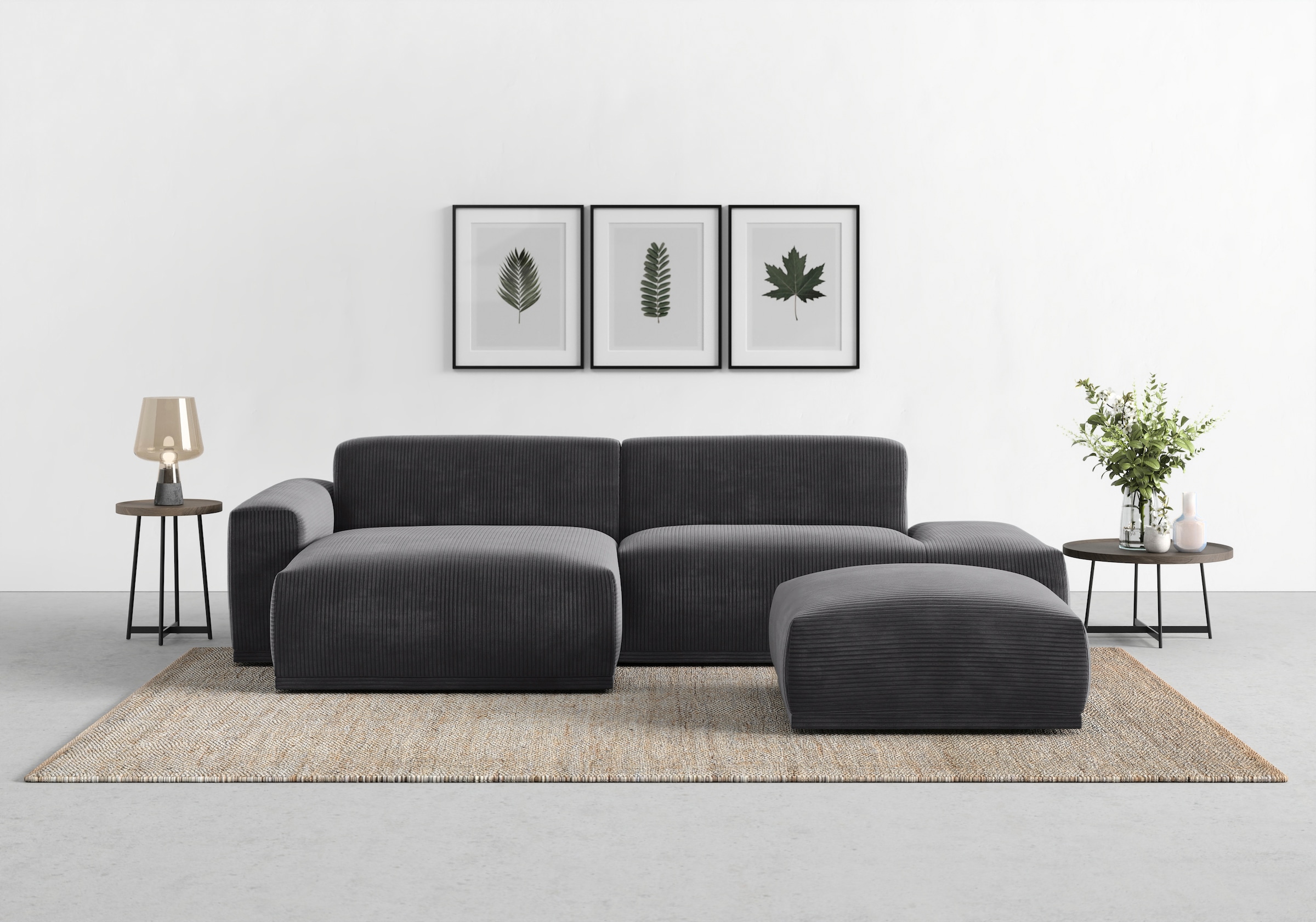 TRENDMANUFAKTUR Ecksofa Braga, aus 2 Teilen, moderner Cord-Stoff