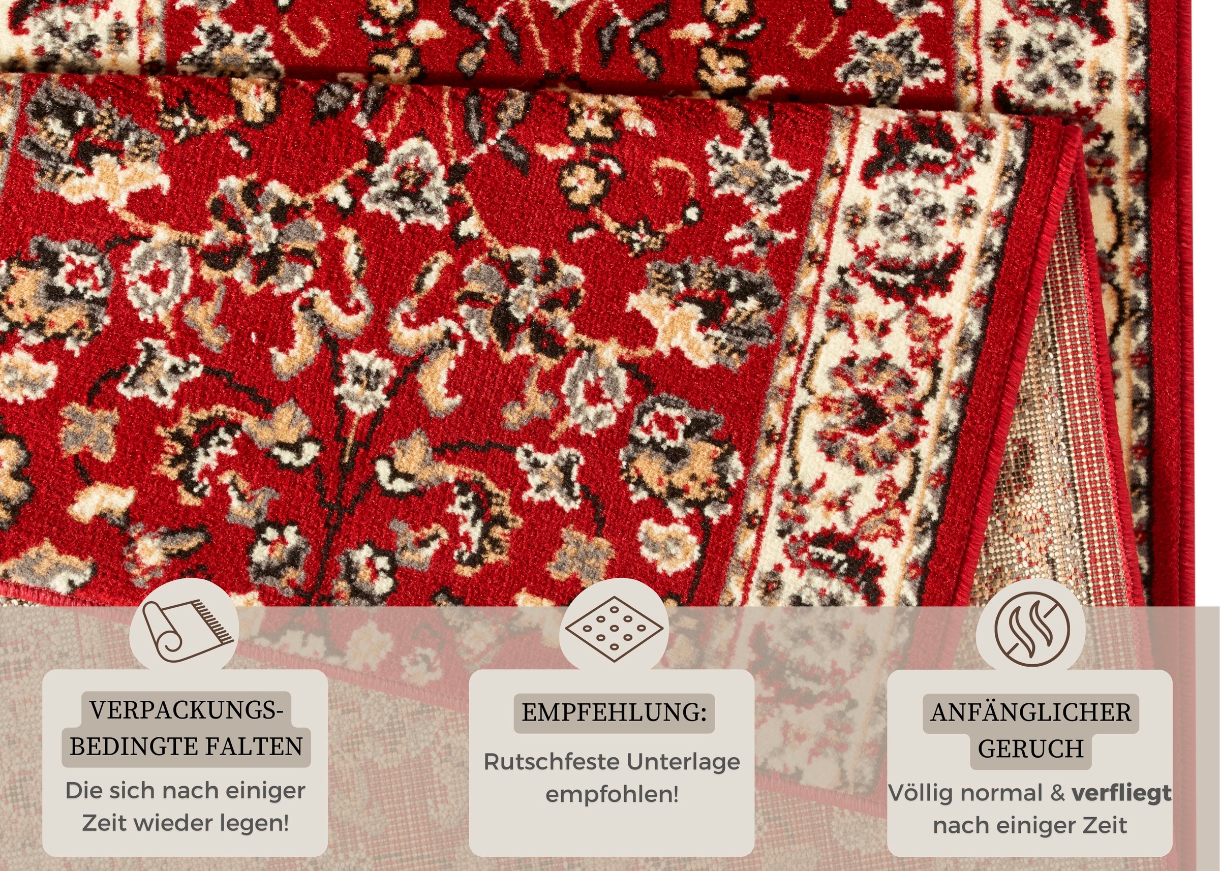 Läufer HANSE HOME "Vintage" Gr. 45, rot, B:80cm H:9mm L:500cm, Kunstfaser, Teppiche, Läufer, Teppichläufer, Kurzflor, Orient, Vintage, Retro, Flur, Schlafzimmer 3