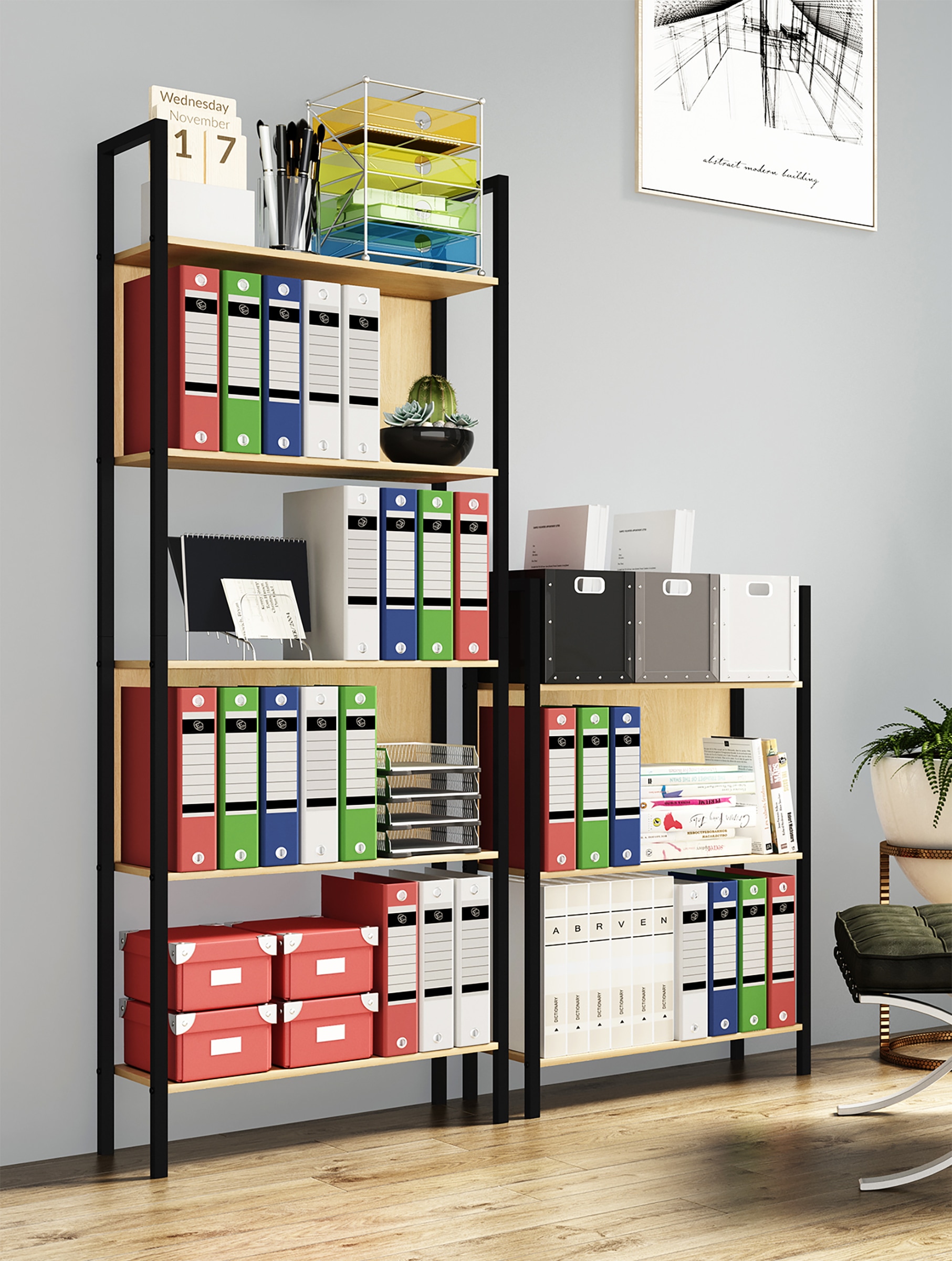 VCM Bücherregal »Holz Metall Stand Regal Büro Bücher Flakos 5fach«
