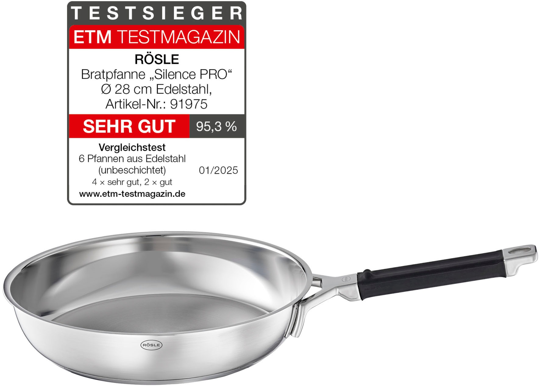 RÖSLE Bratpfanne "SILENCE PRO" Edelstahl 18/10 1 Stk. tlg. Universalpfanne, günstig online kaufen