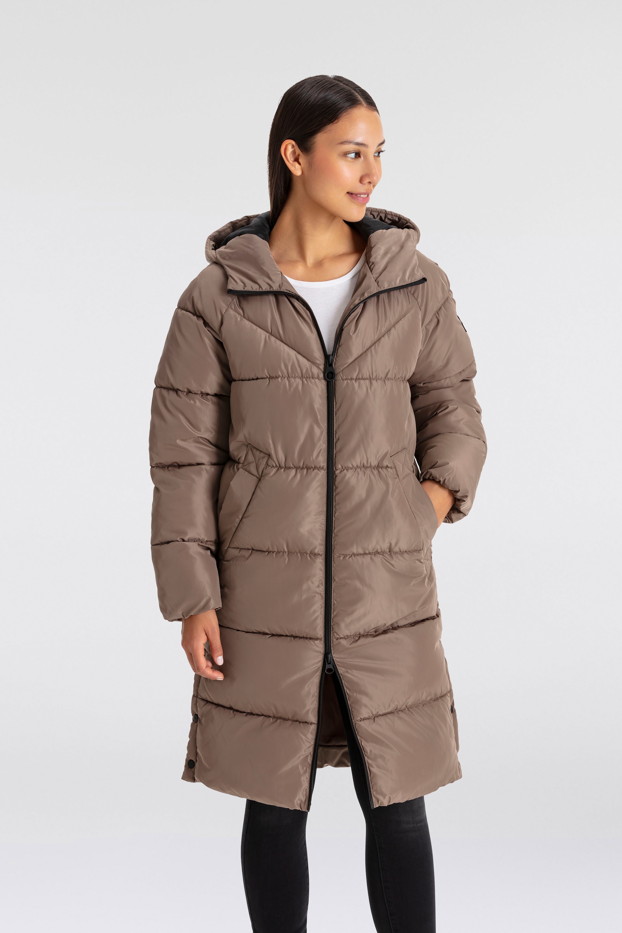 ONLY Steppmantel "ONLAMAND LONG PUFFER COAT CS OTW", mit Kapuze und praktischem 2-Wege Reißverschluss