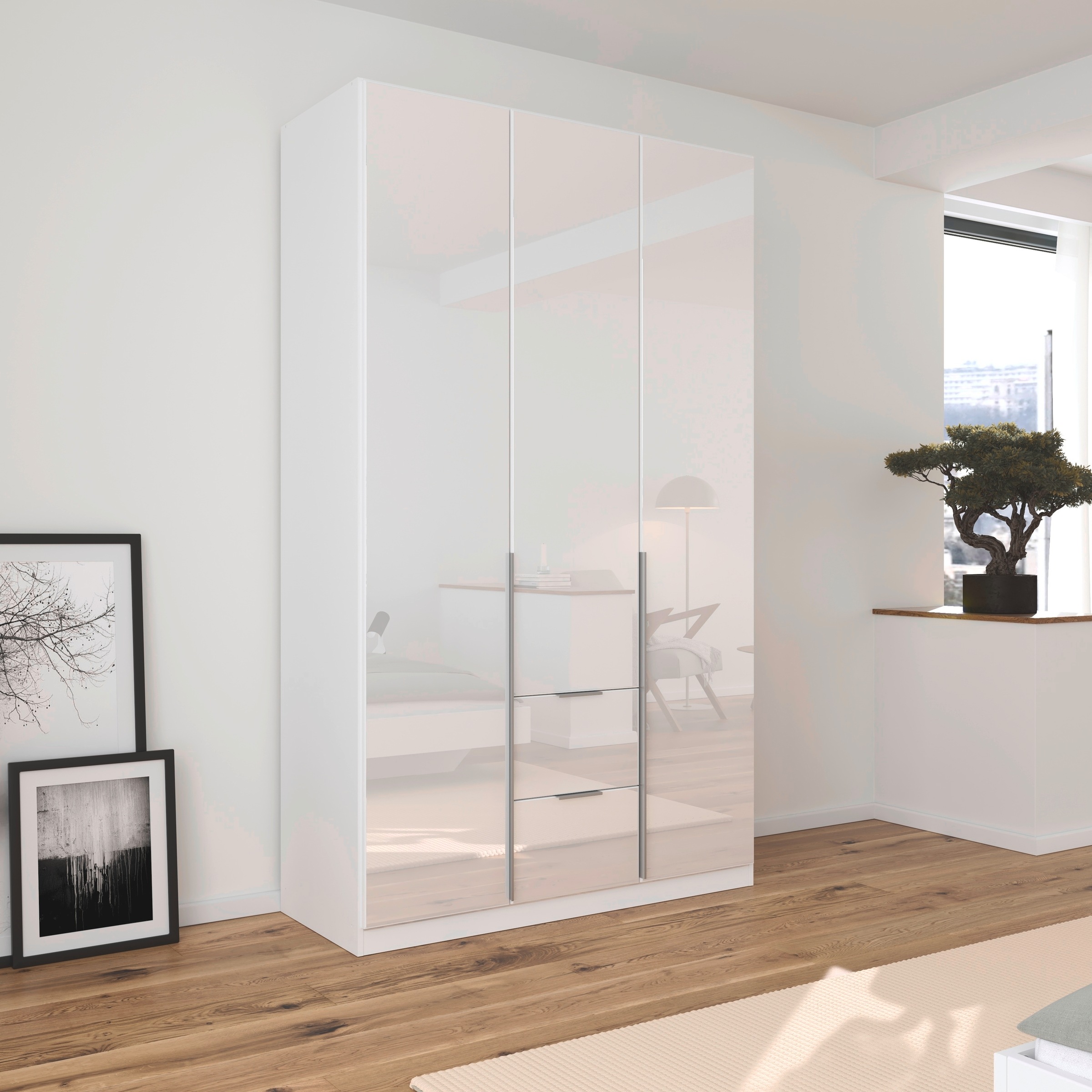 rauch Drehtürenschrank »Kleiderschrank Kleiderschränke Schrank Garderobe AGORDO mit Glasfront«, mit Außenschubkästen, in 6 Breiten und 2 Höhen MADE IN GERMANY