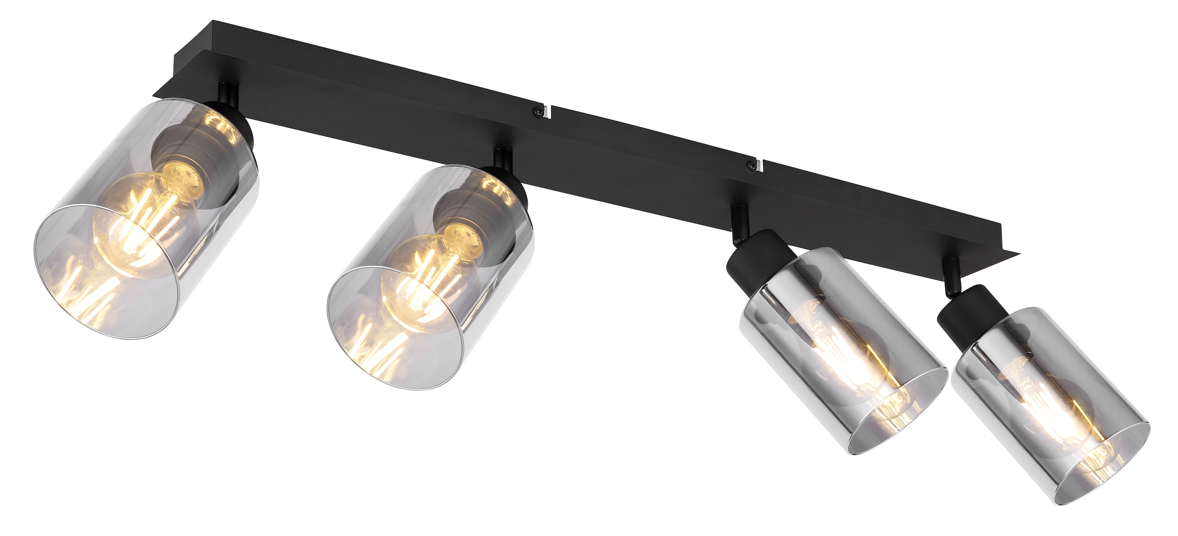GLOBO LIGHTING Deckenstrahler »HADERA«, Leuchtmittel E27 | ohne Leuchtmittel, Strahler/Glas rauchfarben/Wohnzimmer/Flur/LxBxH: 670x90x215mm