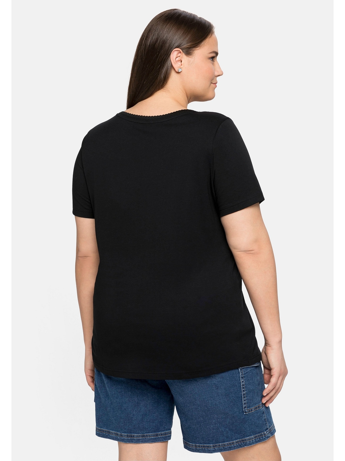 Sheego T-Shirt »Große Größen«, V-Ausschnitt | bestellen mit Spitze dezenter für BAUR am