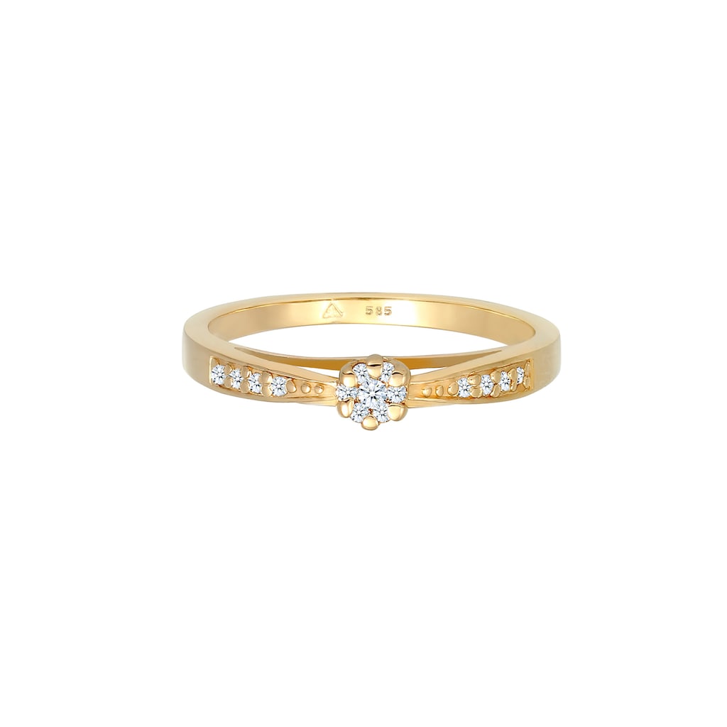 Elli DIAMONDS Verlobungsring »Verlobung Diamant (0.085 ct.) Blume 585 Gelbgold«