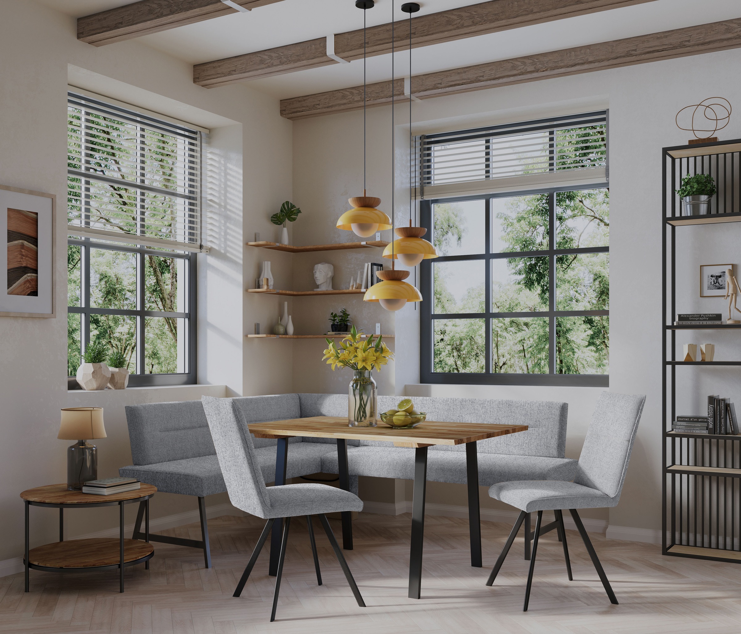 Home affaire Eckbankgruppe "Sava" Set, 4 Stk. tlg. Eckbank mit Wellenfederu günstig online kaufen