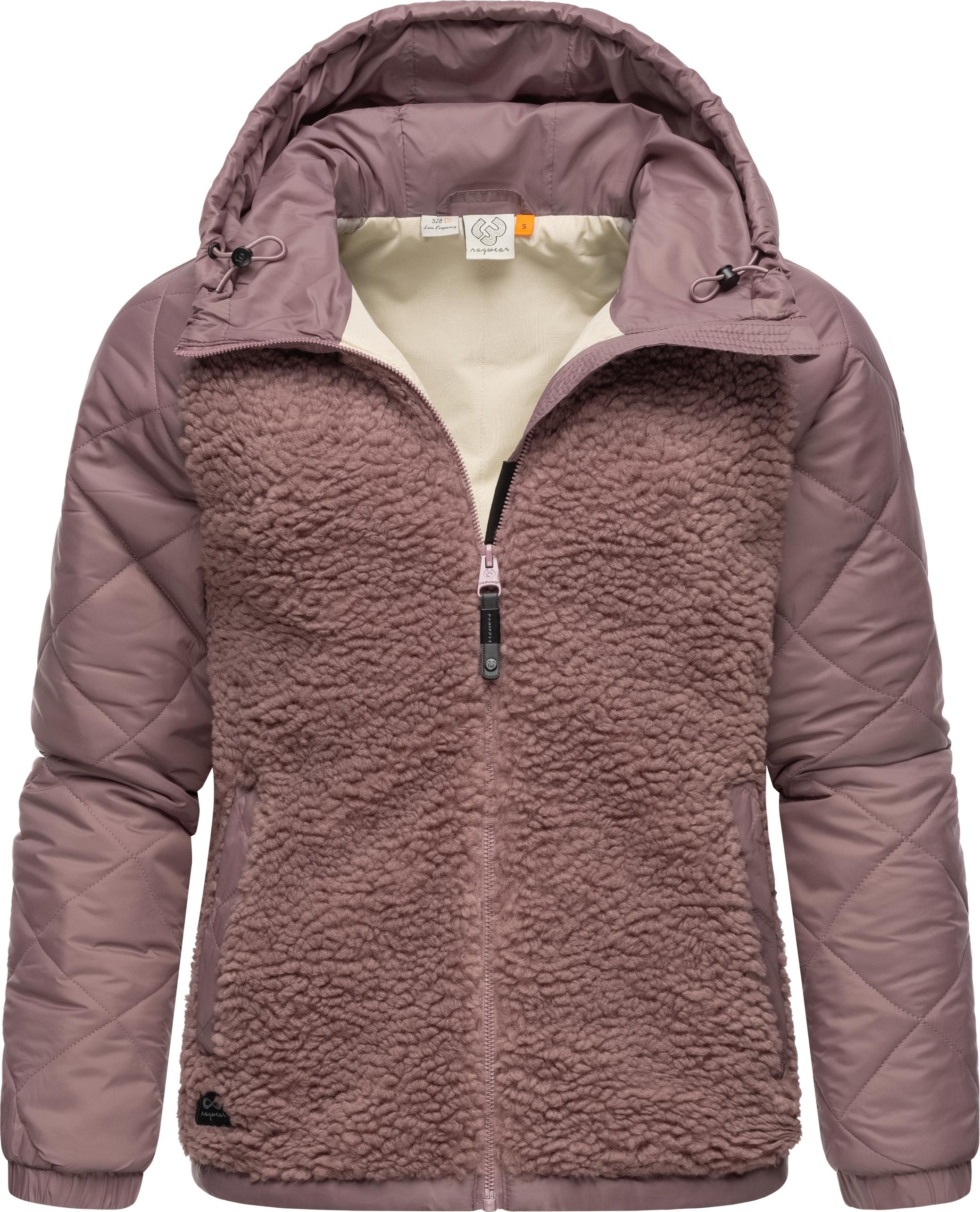 Ragwear Outdoorjacke "Leeloo", mit Kapuze, Damen Übergangsjacke aus Teddy-Kunstfell mit gesteppten Ärmeln