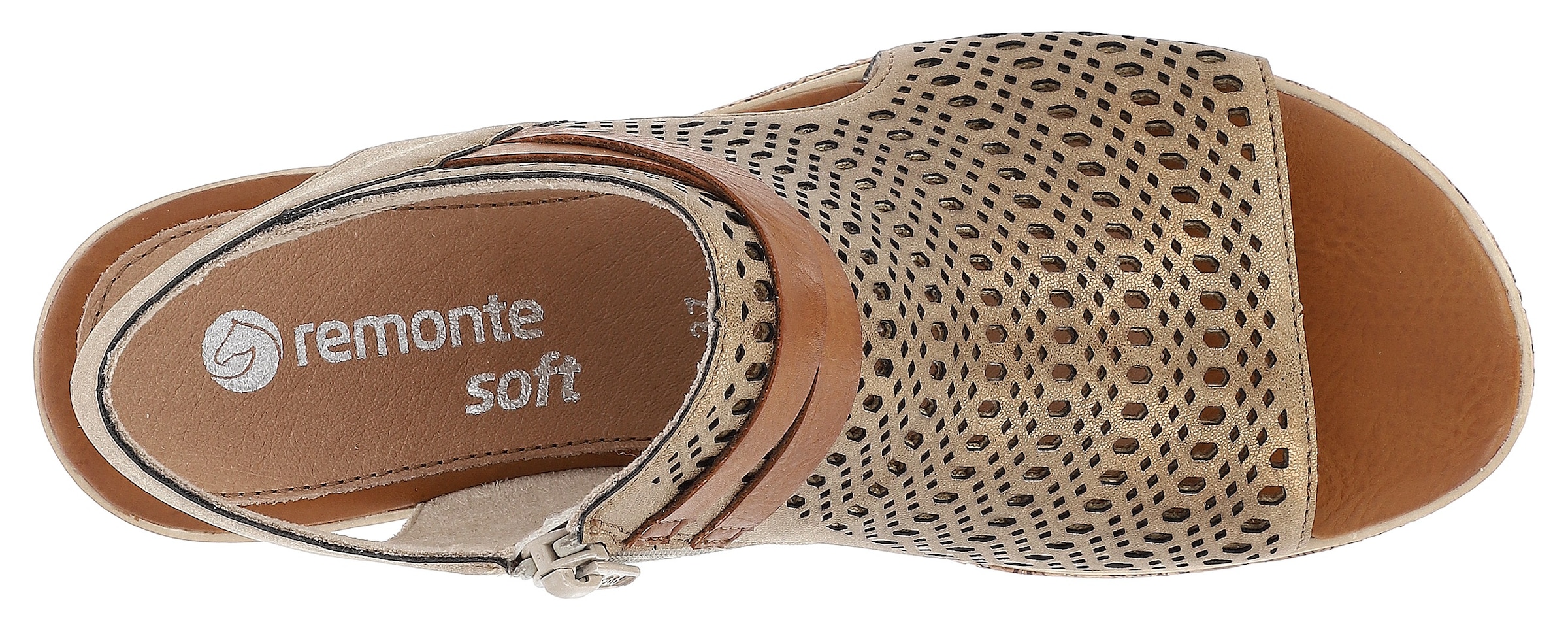 Remonte Sandalette, Sommerschuh, Sandale, Keilabsatz, mit modernem Lochmuster