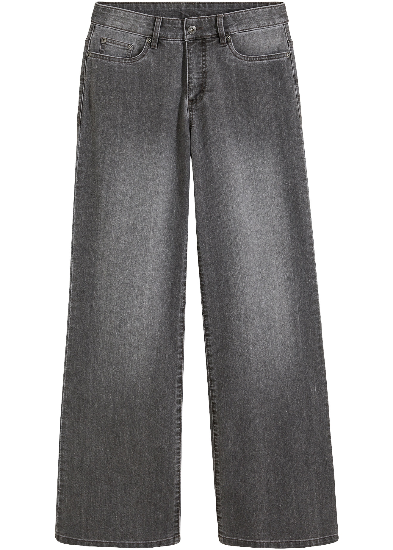 bonprix Weite Jeans Loose Fit, 5-Pocket-Style, Wide-Leg Jeans, Mid Waist