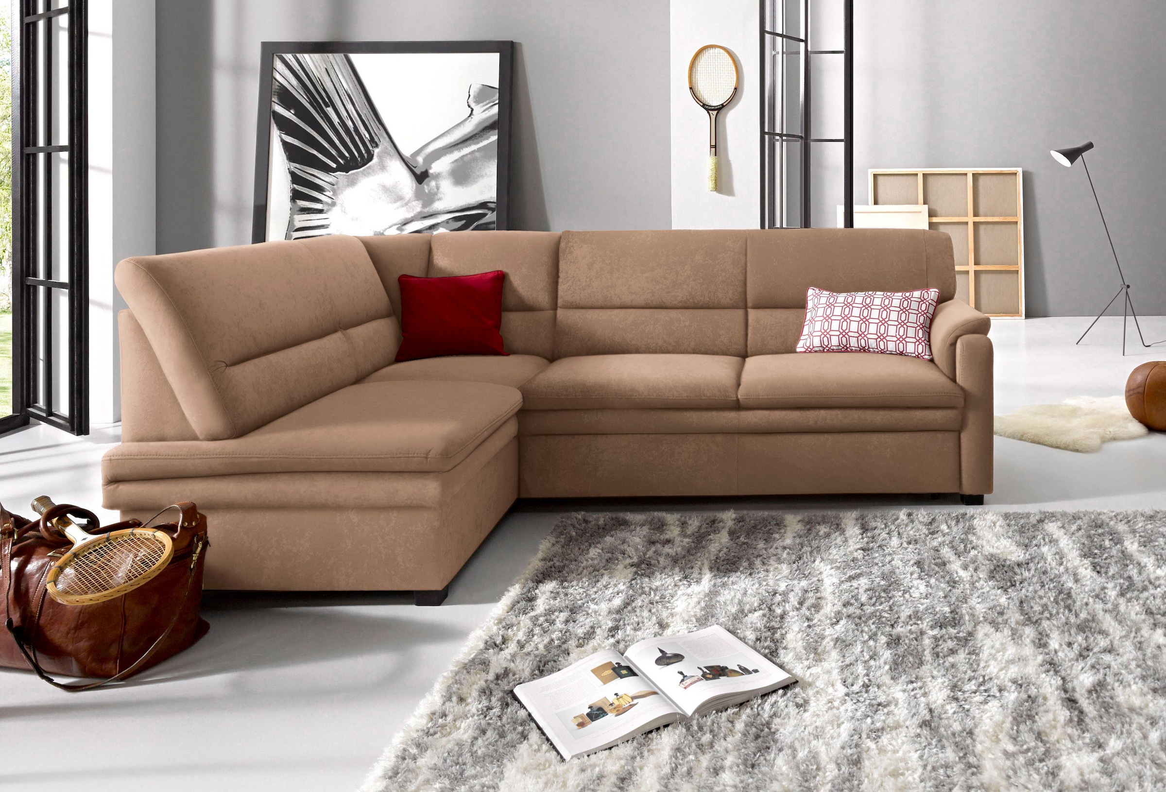 sit&more Ecksofa "Pisa L-Form" mit Federkern, wahlweise mit Schlaffunktion