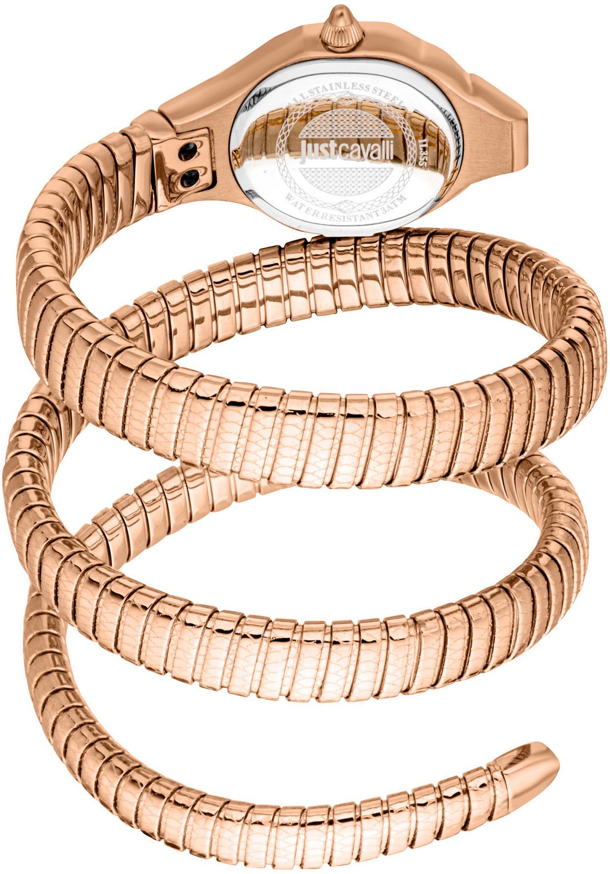Quarzuhr JUST CAVALLI TIME "Signature Snake", roségoldfarben, oliv, Armbanduhren, Damen, Quarzuhr, Armbanduhr, Damenuhr, Edelstahlarmband, analog, Kristallsteine 2