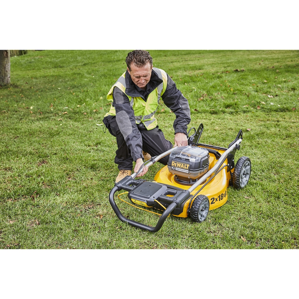 DeWalt Akkurasenmäher »DCMW564N-XJ Akku-Rasenmäher (bl), 48cm, 2x18 bzw. 54 Volt«, (Basisversion (ohne Akku und Netzteil)