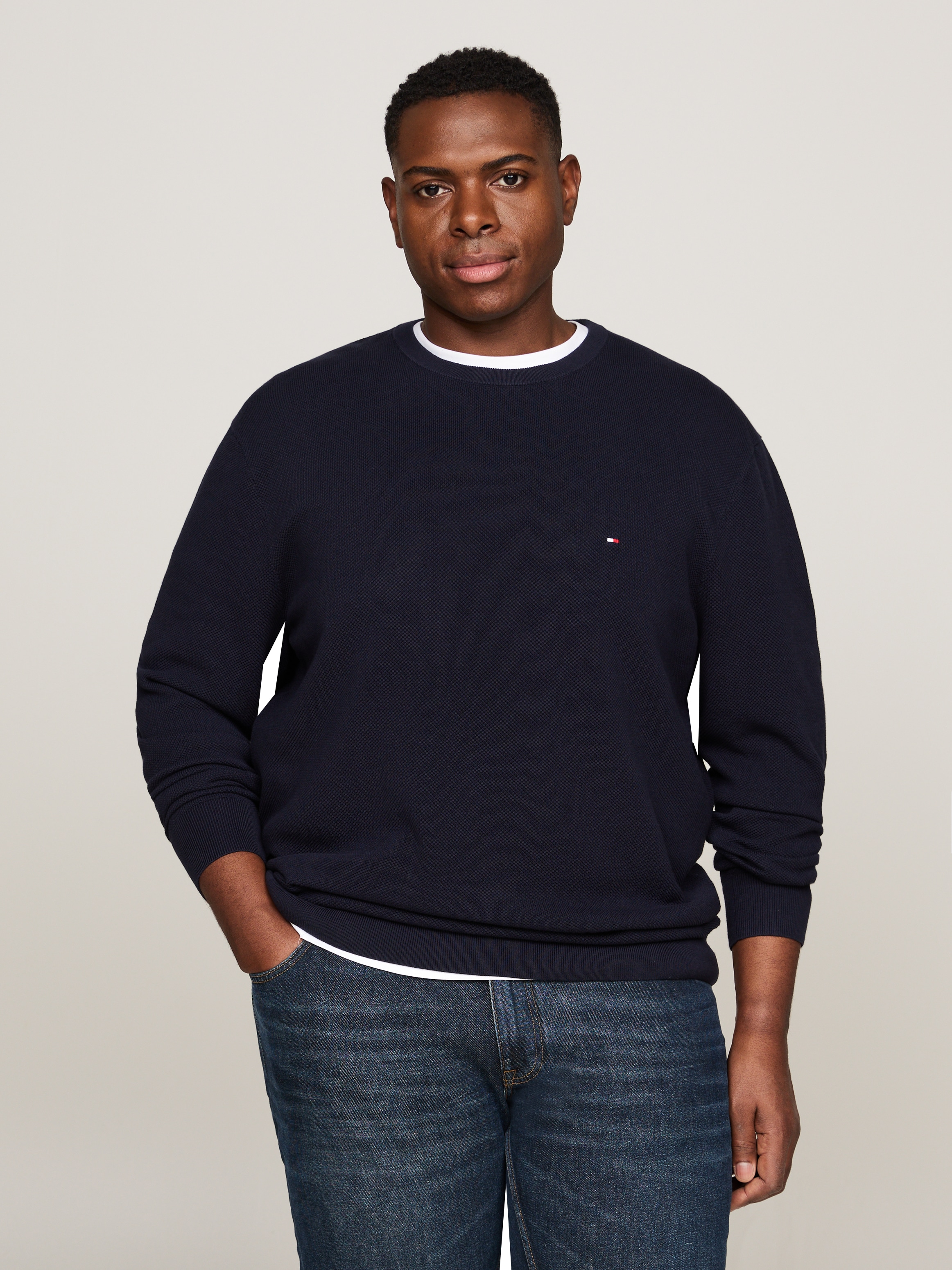 Tommy Hilfiger Big & Tall Rundhalspullover "BT-ESSENTIAL STRUCTURE CREW NECK", Große Größen