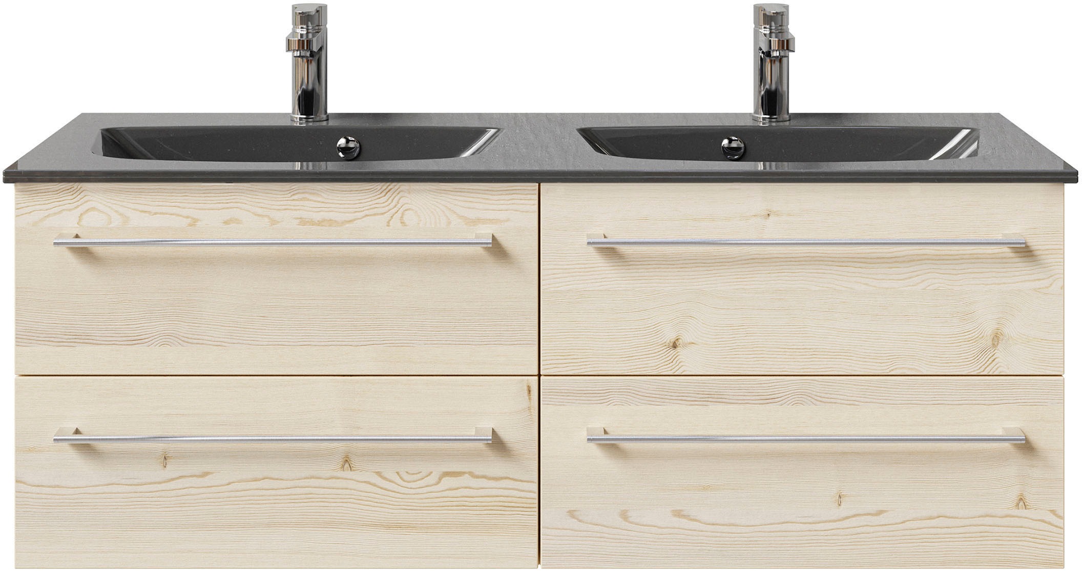 Saphir Waschtisch »Serie 6025 Mineralmarmor-Waschtisch mit Unterschrank, 132 cm breit«, Doppel-Waschplatz mit 4 Schubladen, hängend, verschiedene Ausführungen